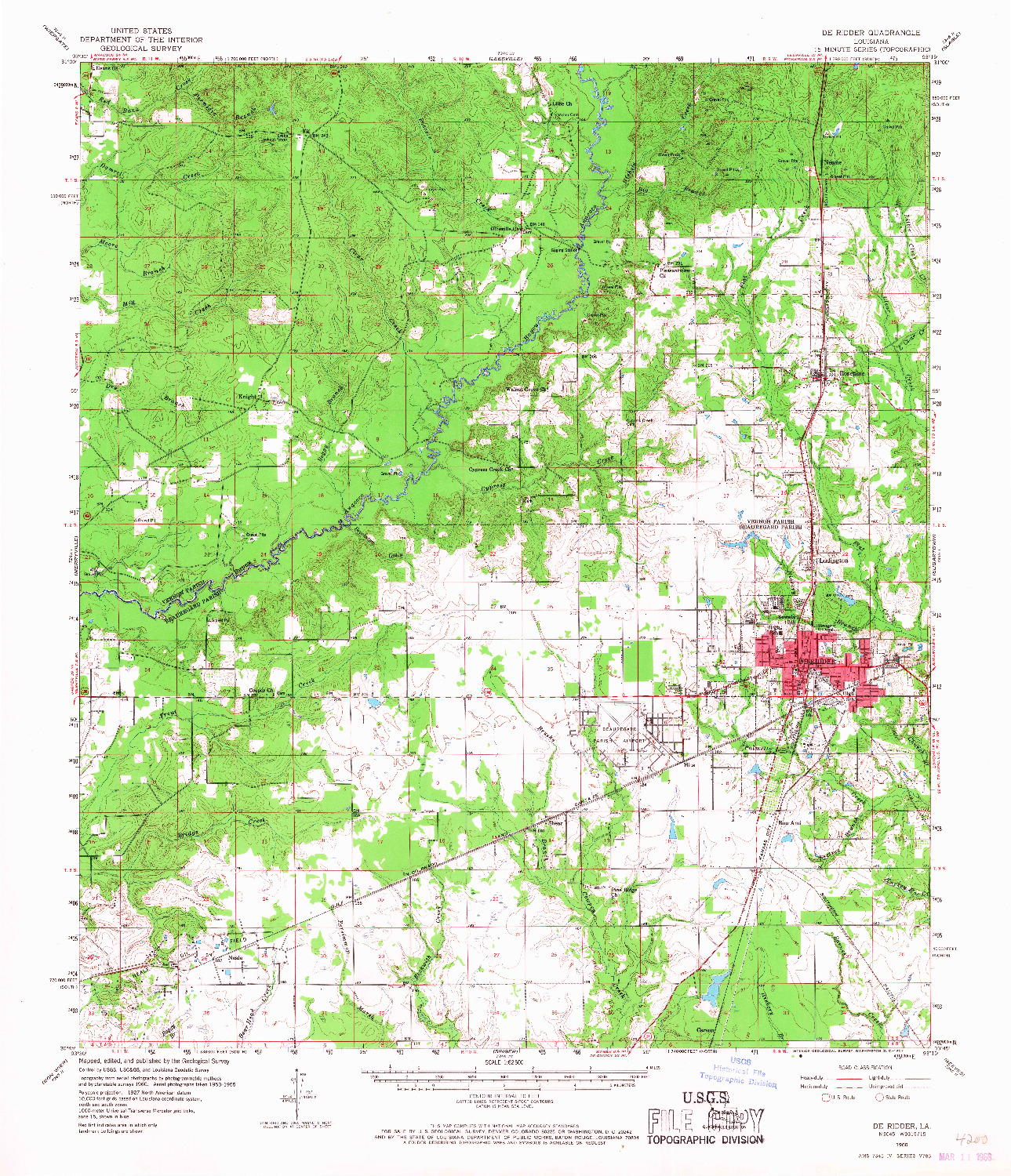 USGS 1:62500-SCALE QUADRANGLE FOR DE RIDDER, LA 1960