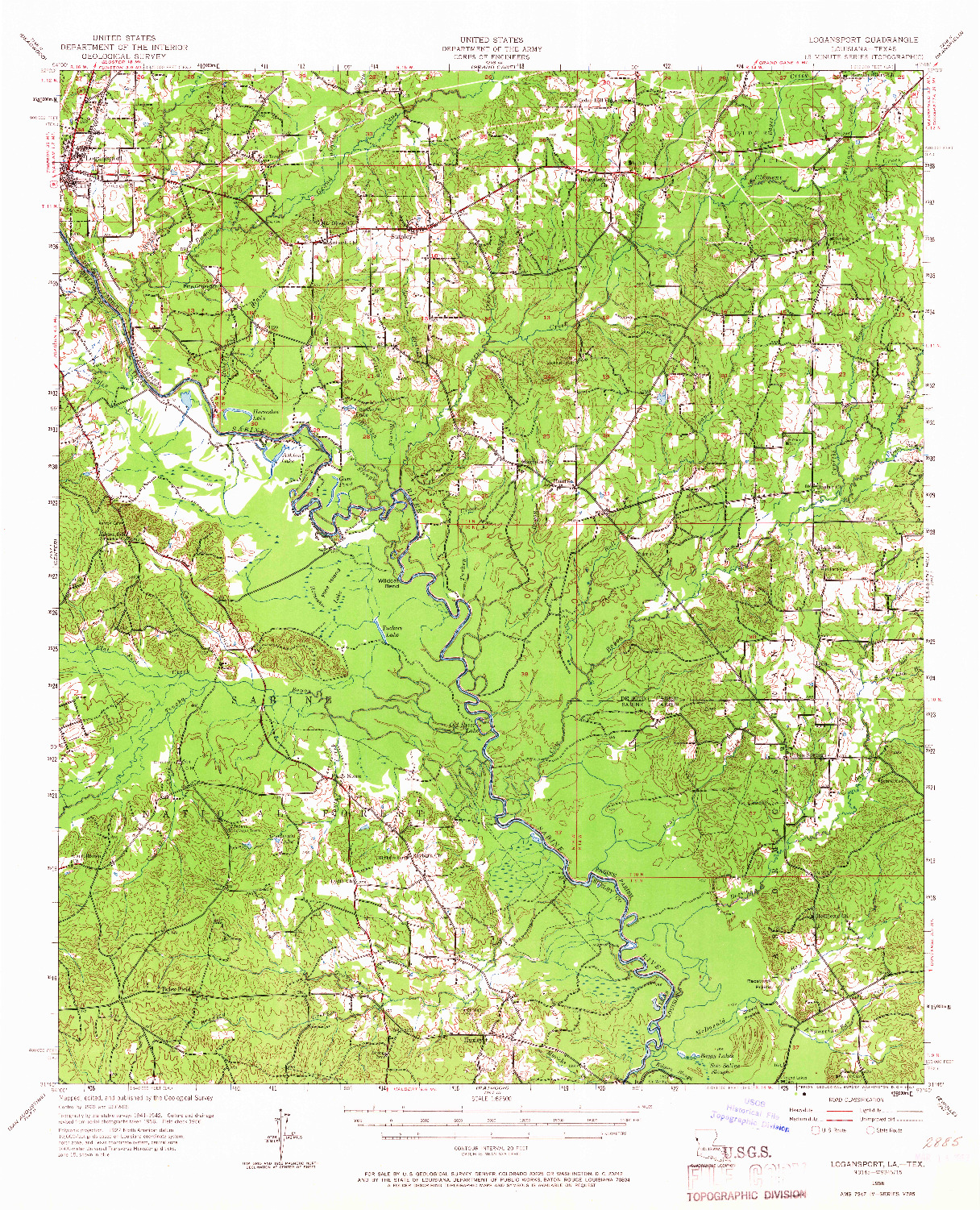 USGS 1:62500-SCALE QUADRANGLE FOR LOGANSPORT, LA 1956