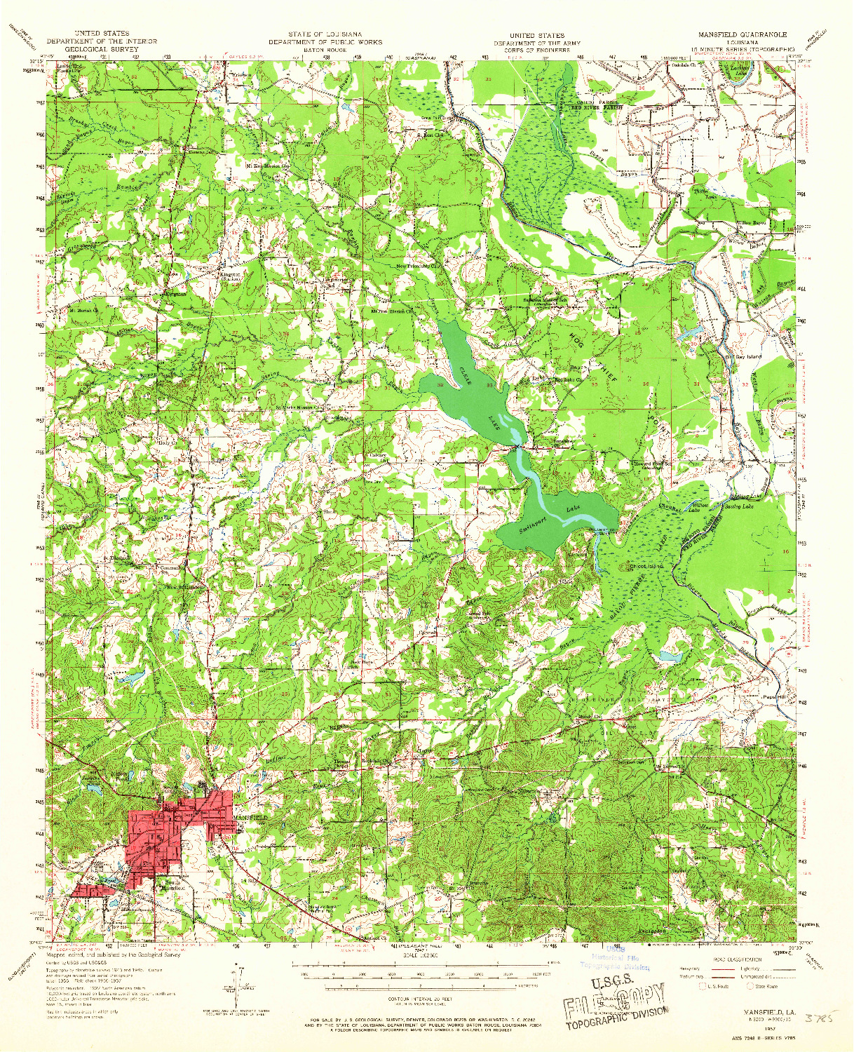 USGS 1:62500-SCALE QUADRANGLE FOR MANSFIELD, LA 1957