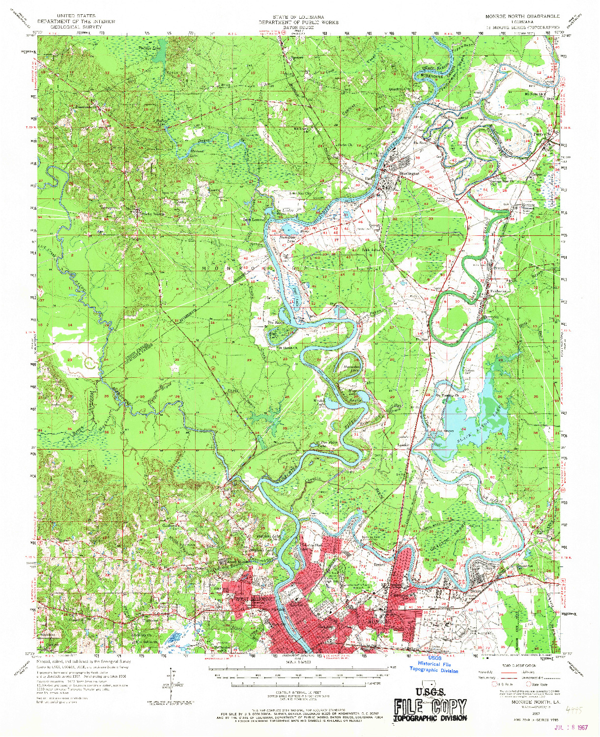 USGS 1:62500-SCALE QUADRANGLE FOR MONROE NORTH, LA 1957