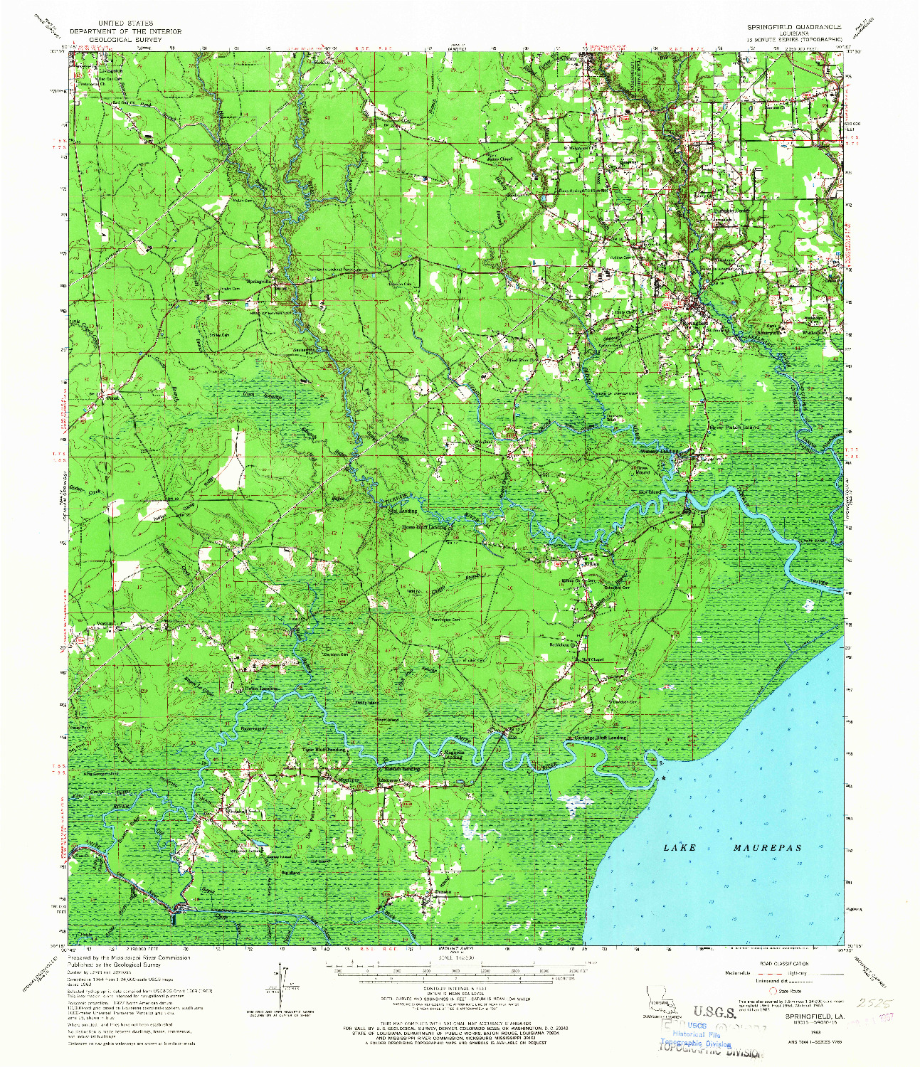 USGS 1:62500-SCALE QUADRANGLE FOR SPRINGFIELD, LA 1963