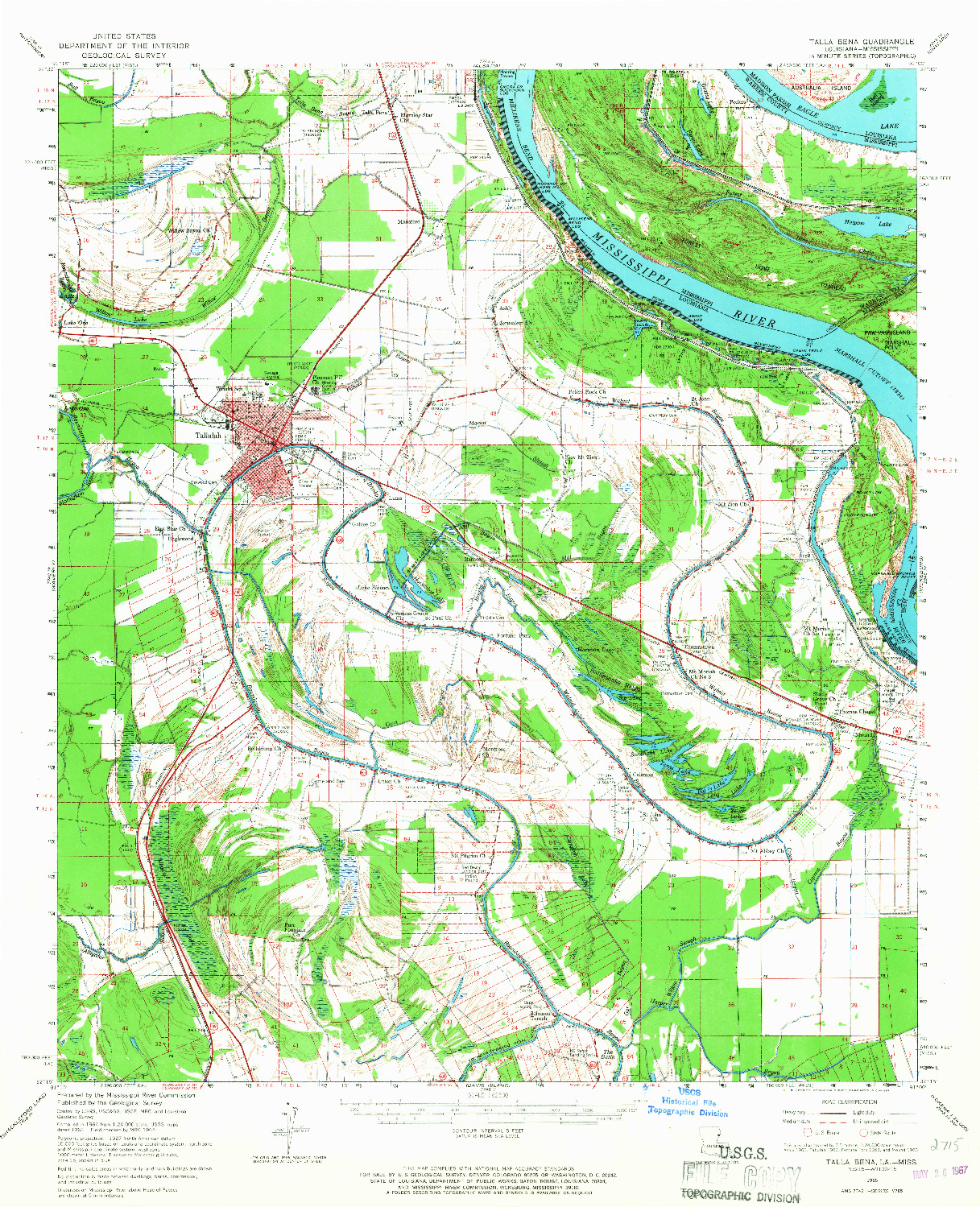 USGS 1:62500-SCALE QUADRANGLE FOR TALLA BENA, LA 1965