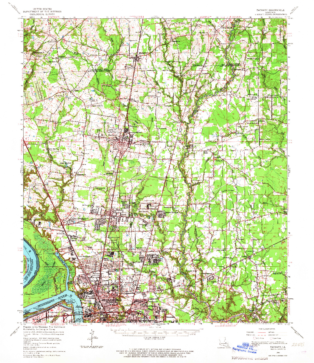 USGS 1:62500-SCALE QUADRANGLE FOR ZACHARY, LA 1963