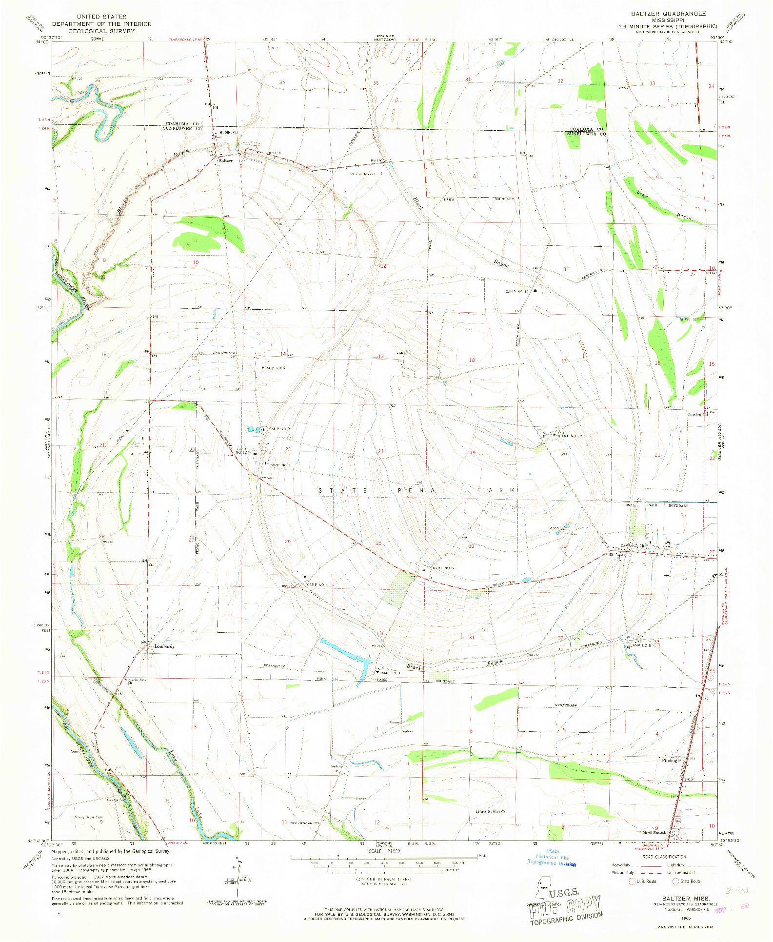 USGS 1:24000-SCALE QUADRANGLE FOR BALTZER, MS 1966