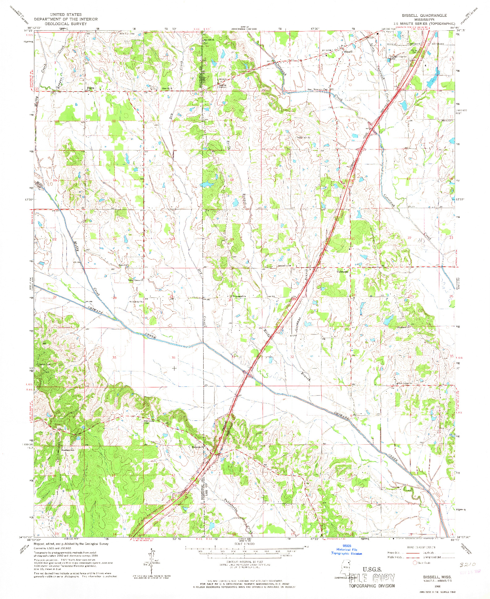 USGS 1:24000-SCALE QUADRANGLE FOR BISSELL, MS 1966