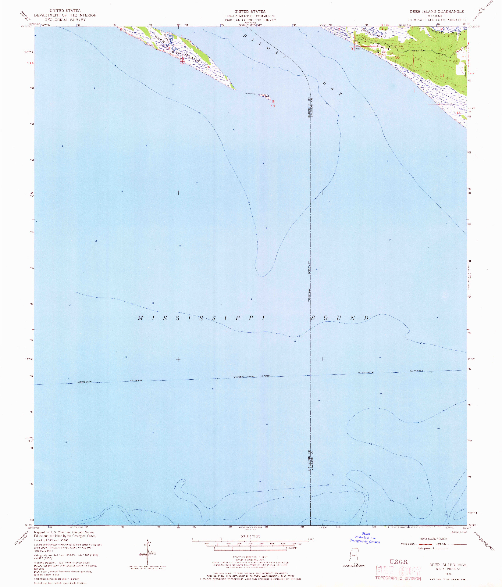 USGS 1:24000-SCALE QUADRANGLE FOR DEER ISLAND, MS 1954