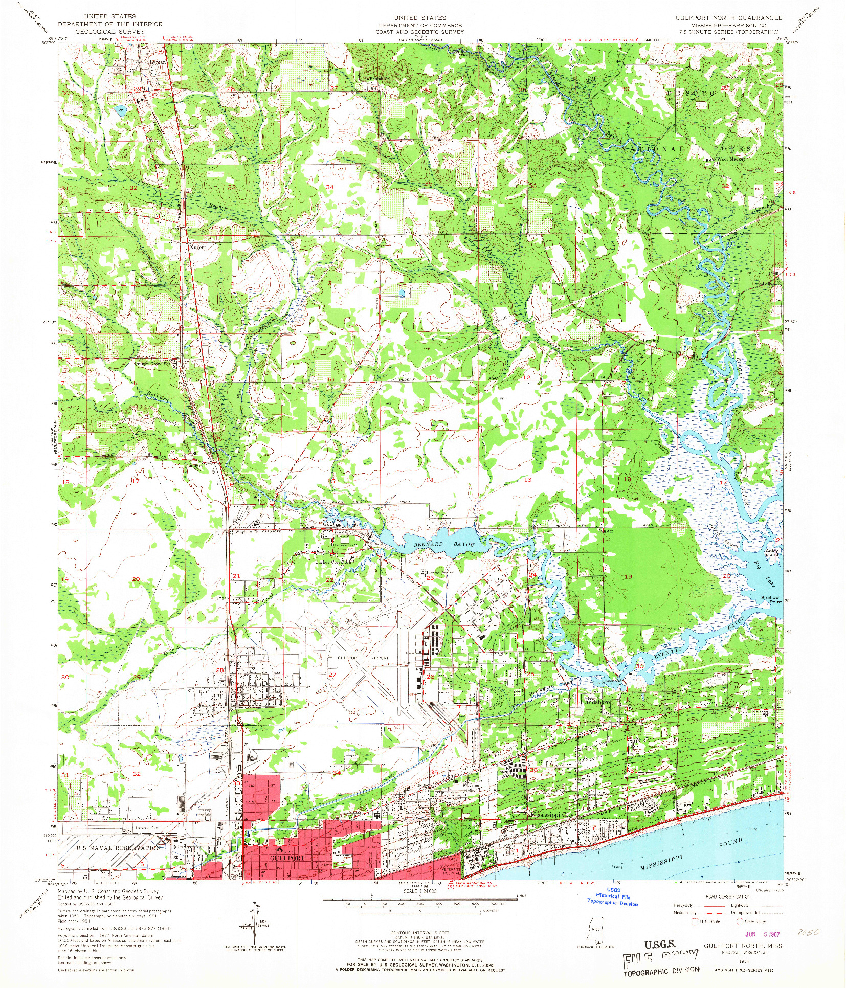 USGS 1:24000-SCALE QUADRANGLE FOR GULFPORT NORTH, MS 1954