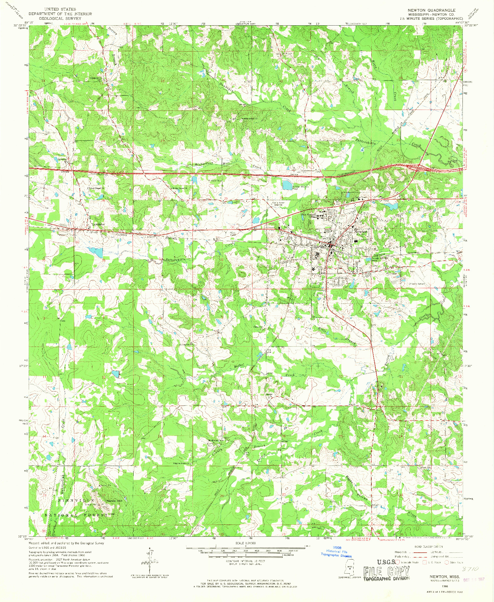 USGS 1:24000-SCALE QUADRANGLE FOR NEWTON, MS 1966