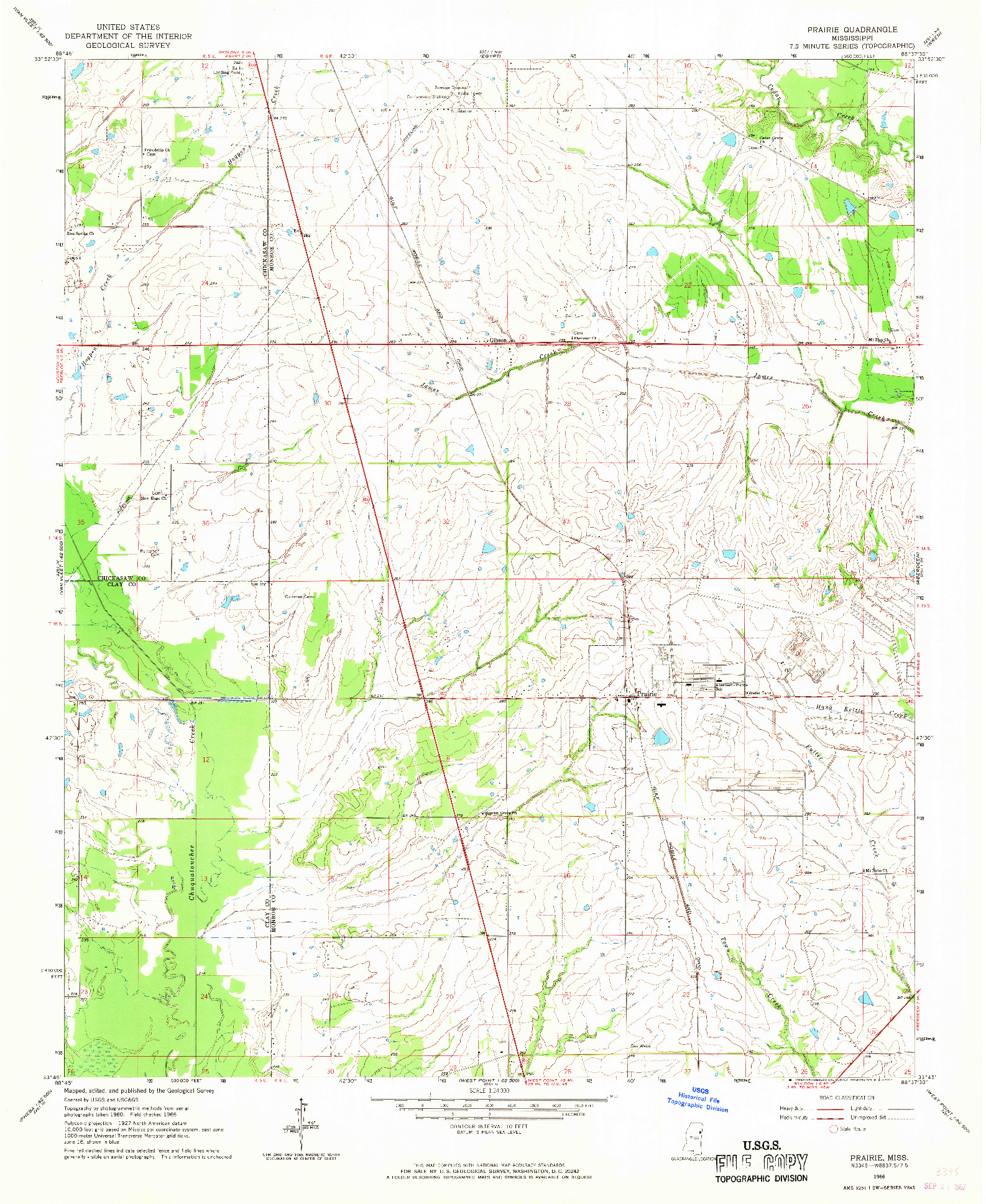 USGS 1:24000-SCALE QUADRANGLE FOR PRAIRIE, MS 1966