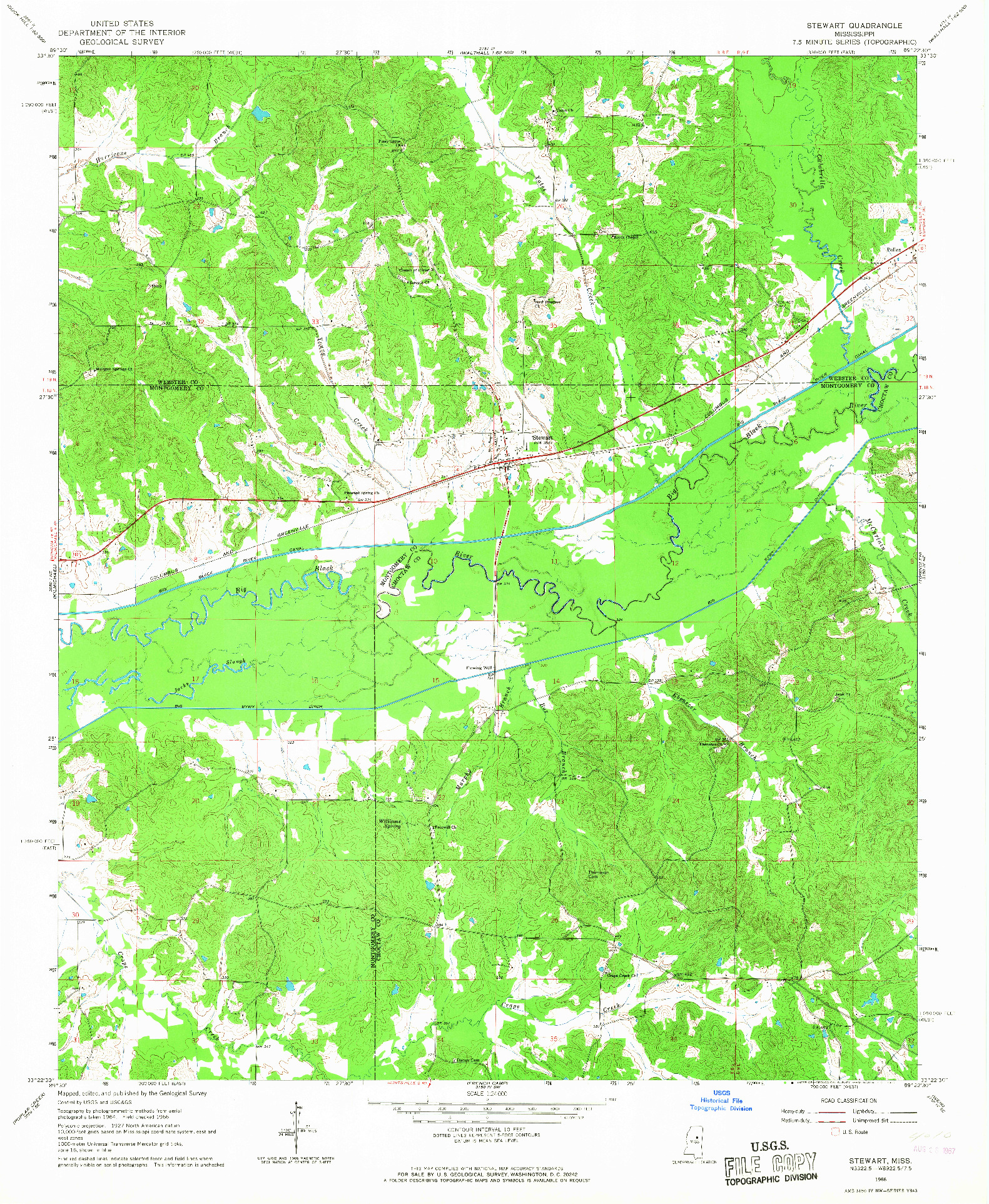 USGS 1:24000-SCALE QUADRANGLE FOR STEWART, MS 1966