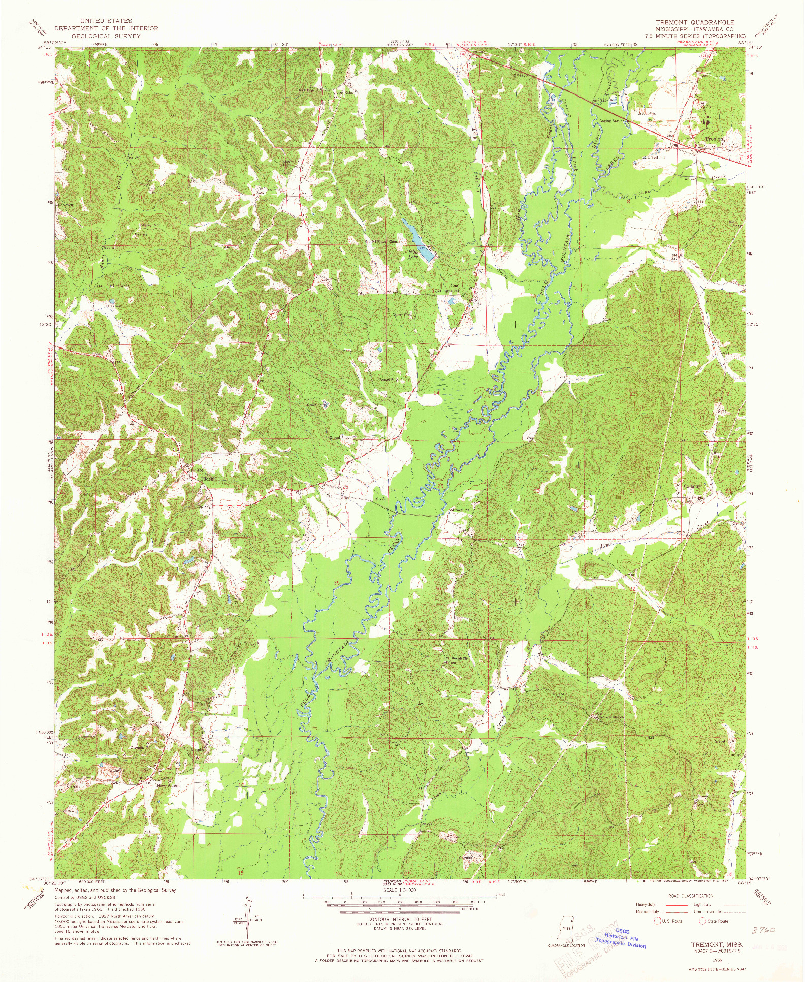 USGS 1:24000-SCALE QUADRANGLE FOR TREMONT, MS 1966