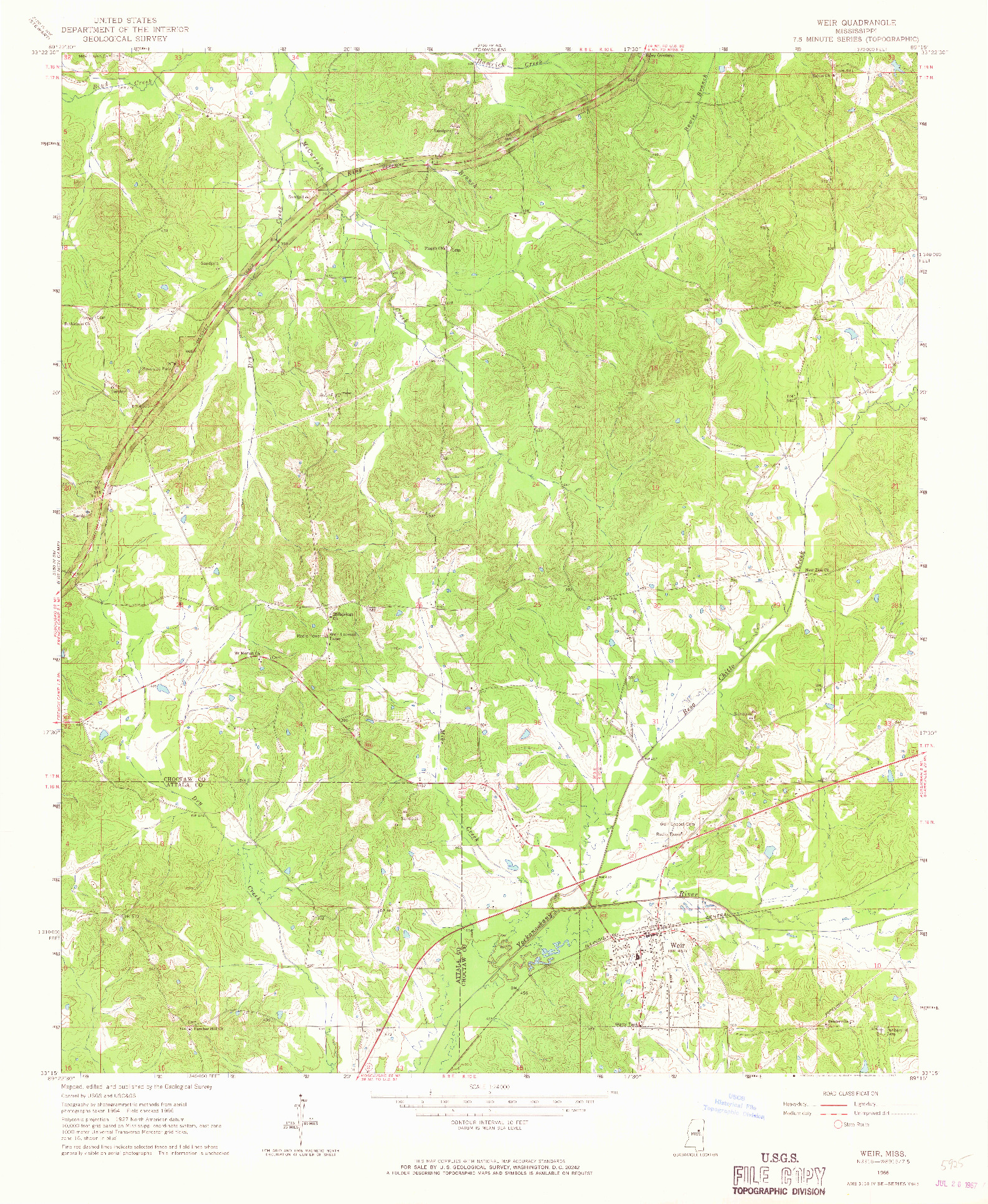 USGS 1:24000-SCALE QUADRANGLE FOR WEIR, MS 1966