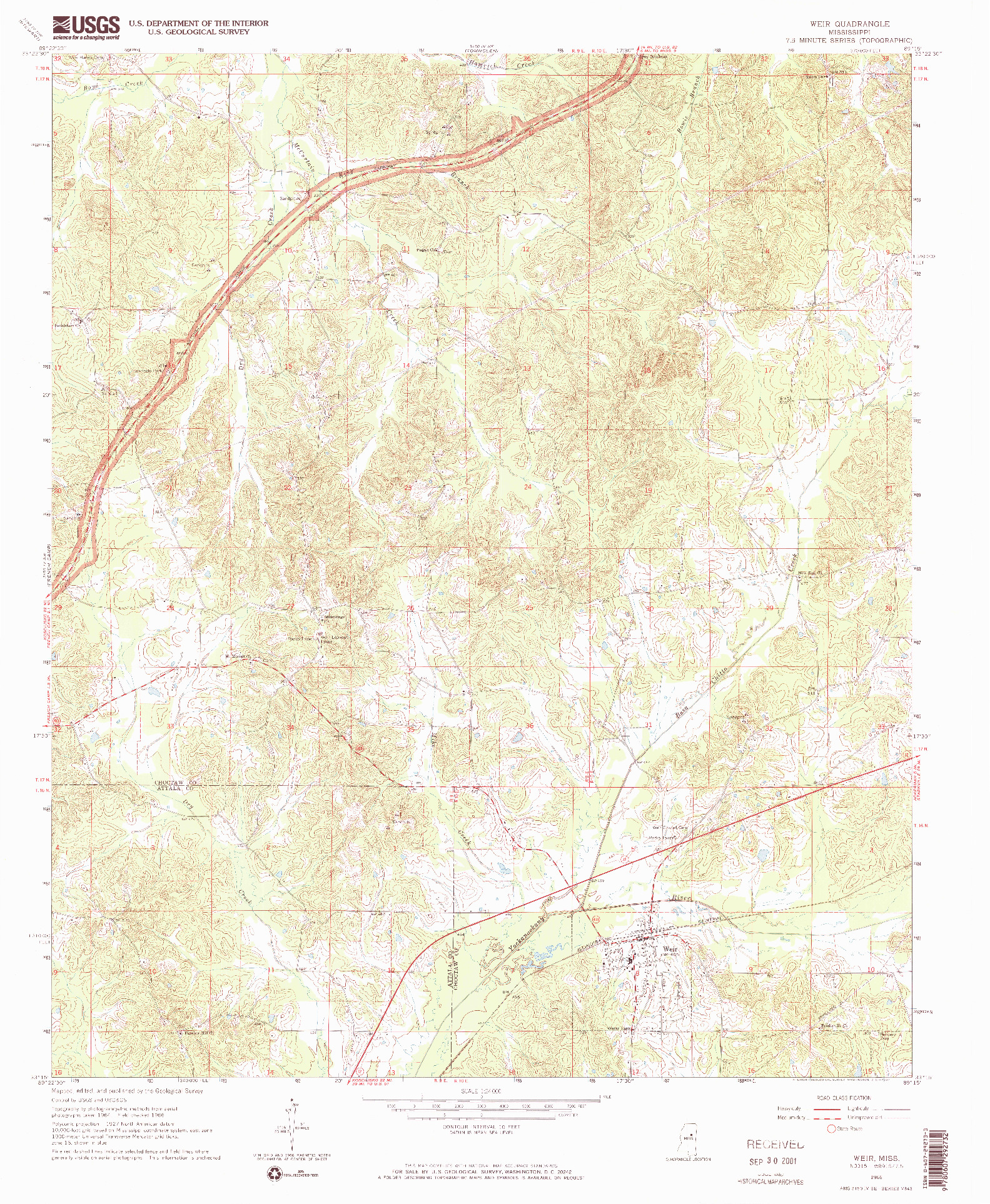 USGS 1:24000-SCALE QUADRANGLE FOR WEIR, MS 1966