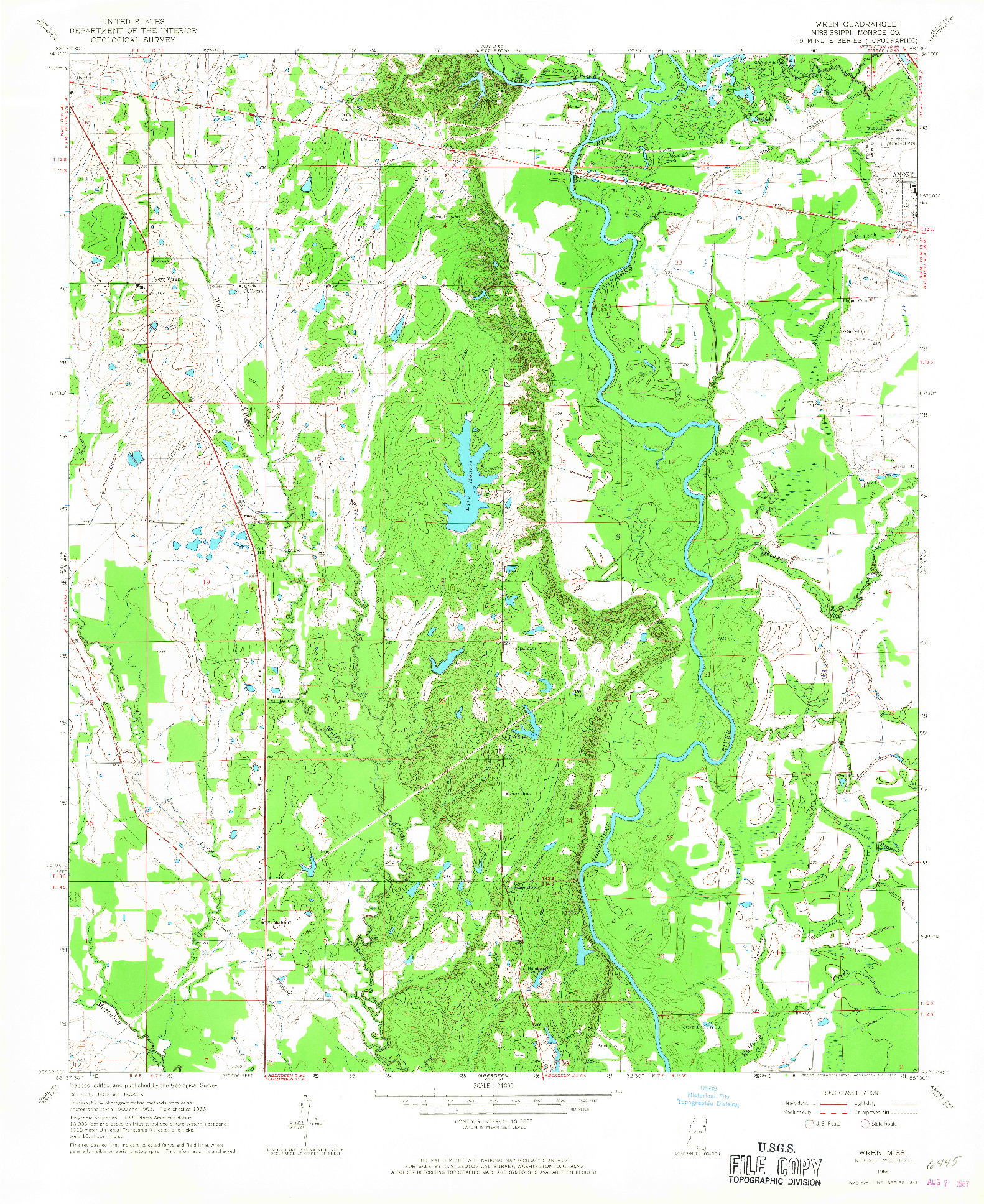 USGS 1:24000-SCALE QUADRANGLE FOR WREN, MS 1966