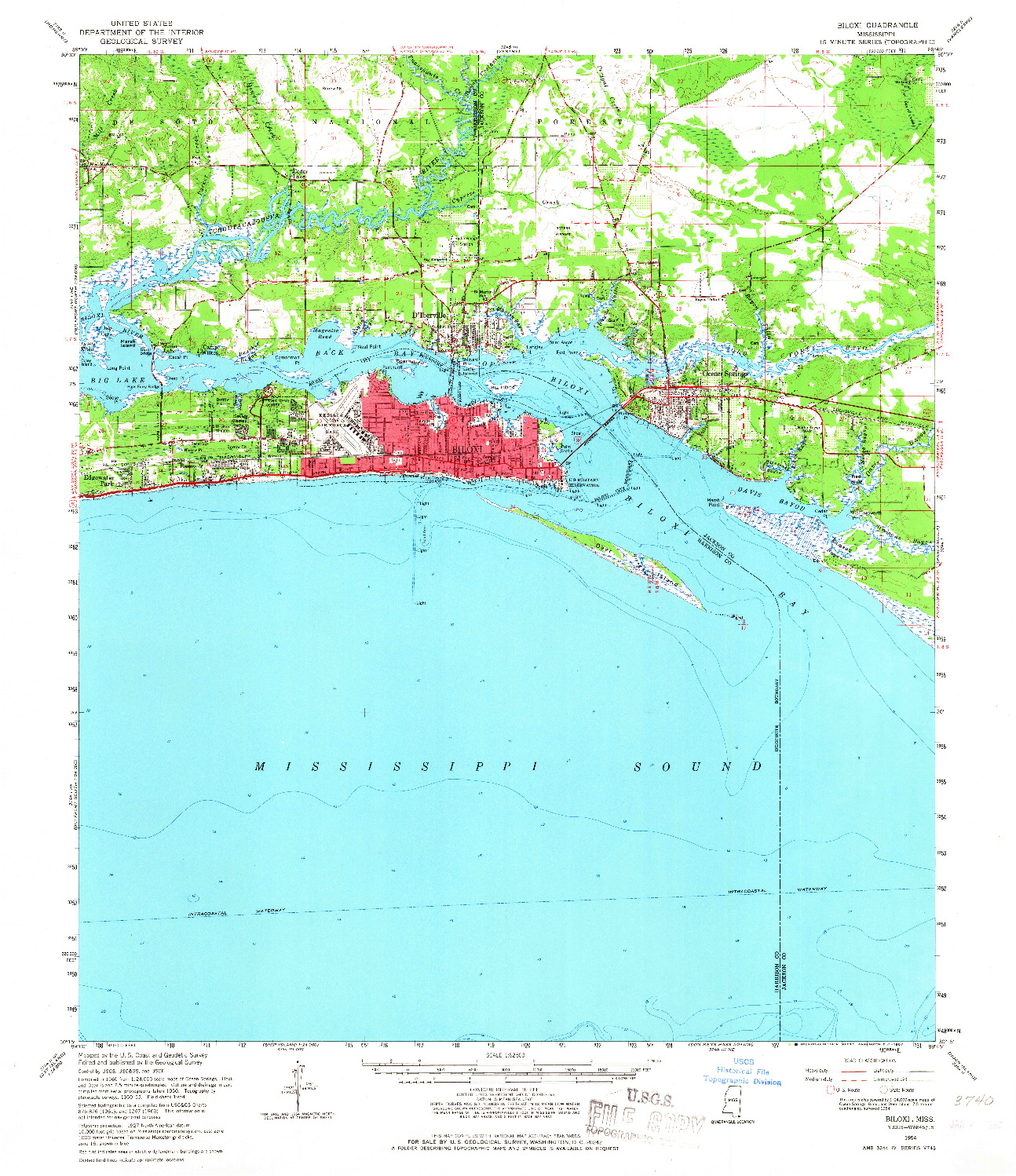 USGS 1:62500-SCALE QUADRANGLE FOR BILOXI, MS 1954