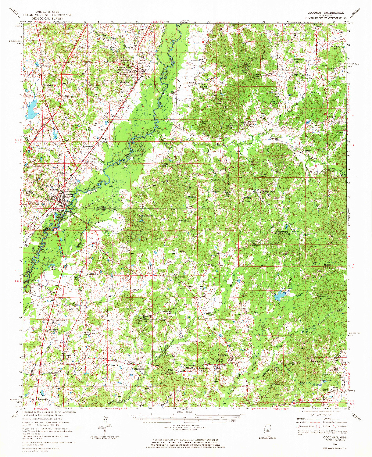 USGS 1:62500-SCALE QUADRANGLE FOR GOODMAN, MS 1966
