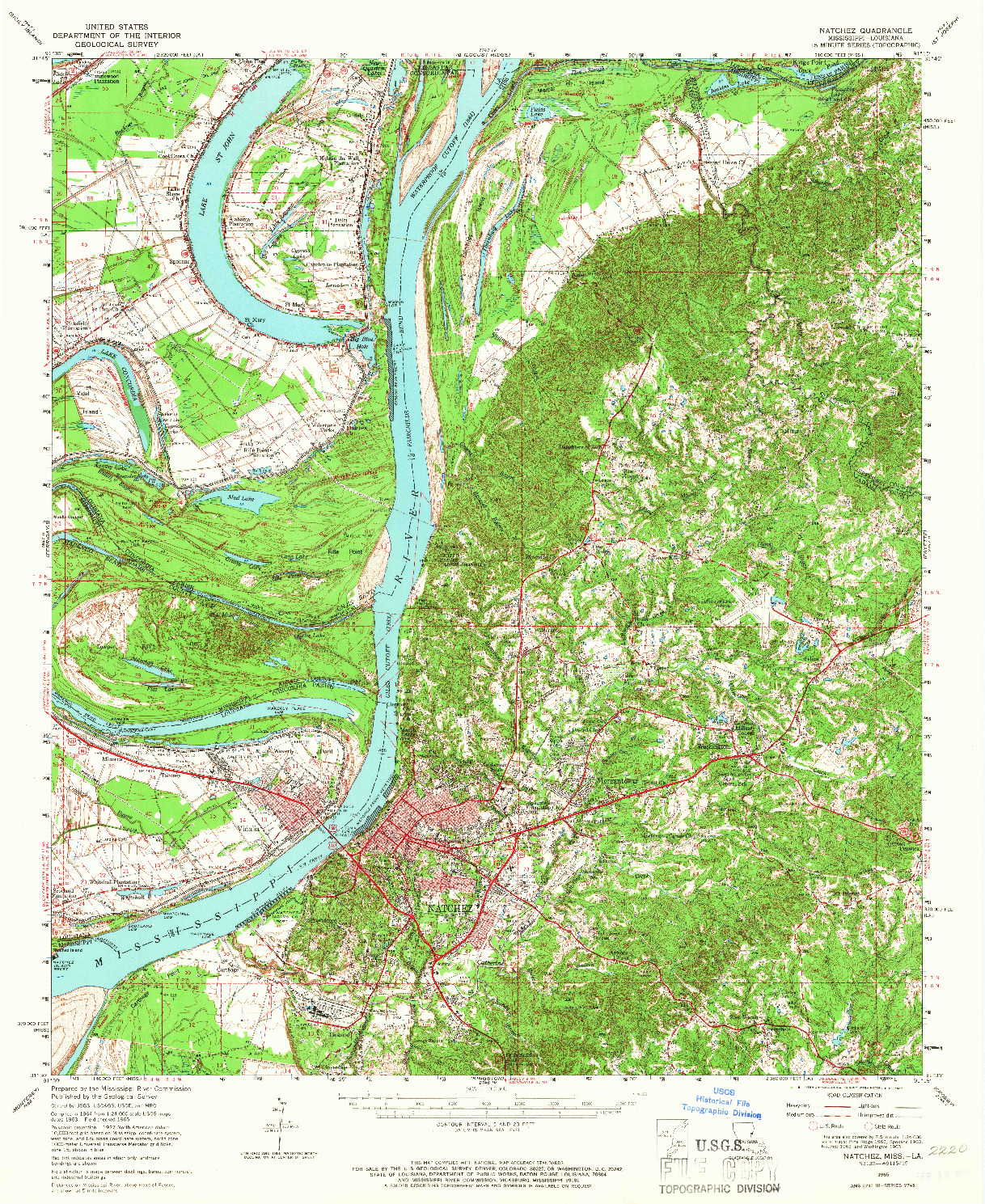 USGS 1:62500-SCALE QUADRANGLE FOR NATCHEZ, MS 1965