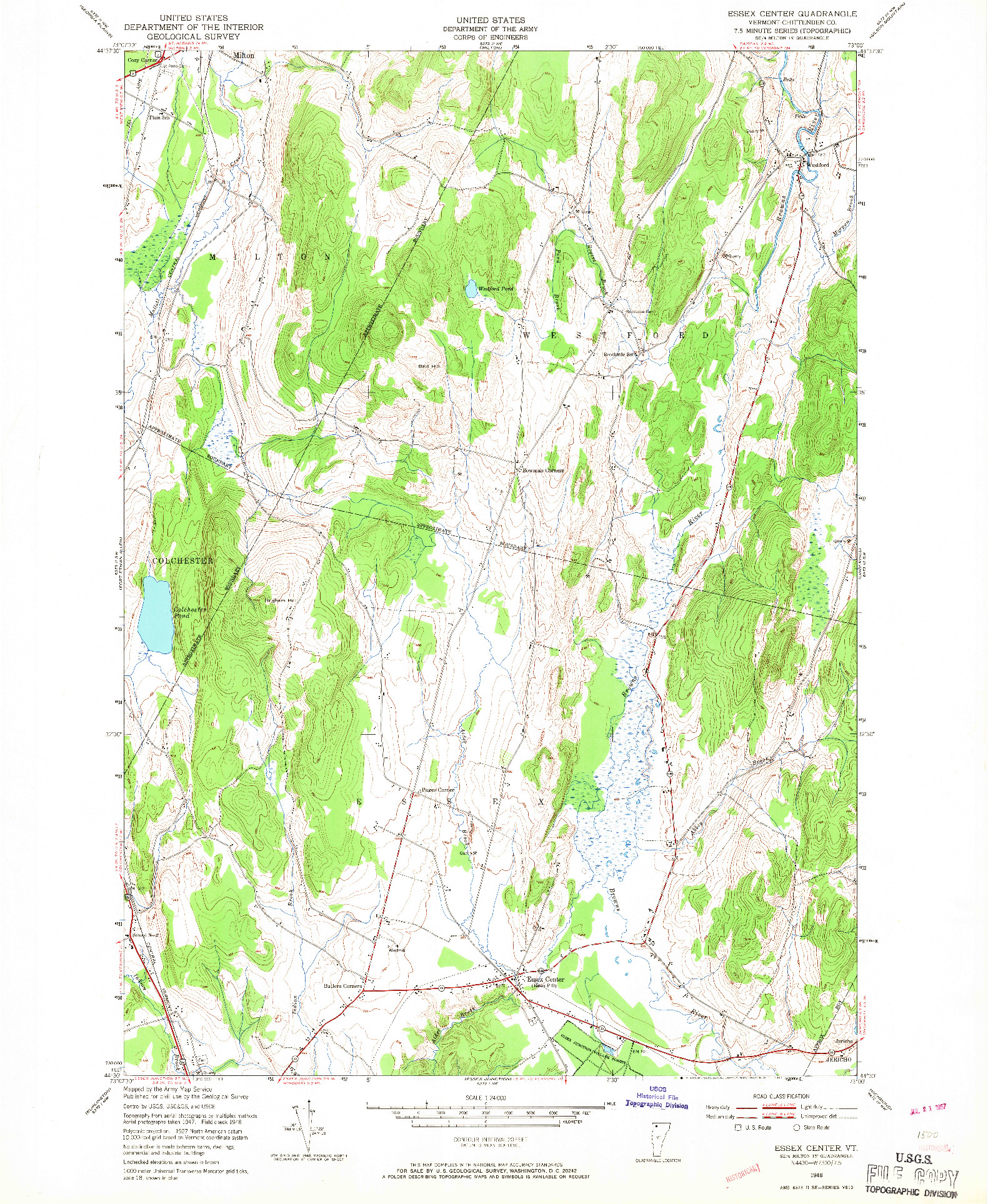 USGS 1:24000-SCALE QUADRANGLE FOR ESSEX CENTER, VT 1948