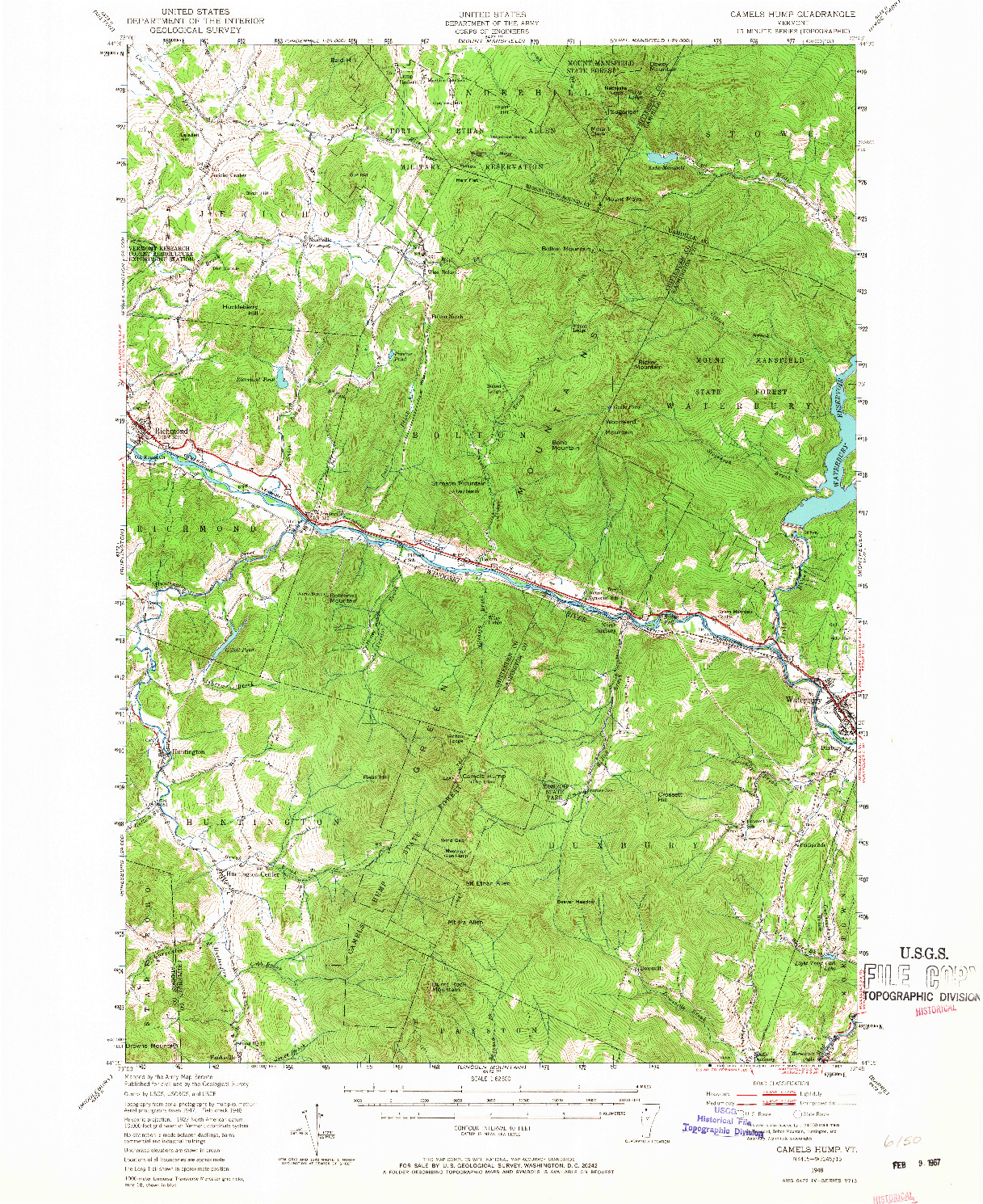 USGS 1:62500-SCALE QUADRANGLE FOR CAMELS HUMP, VT 1948