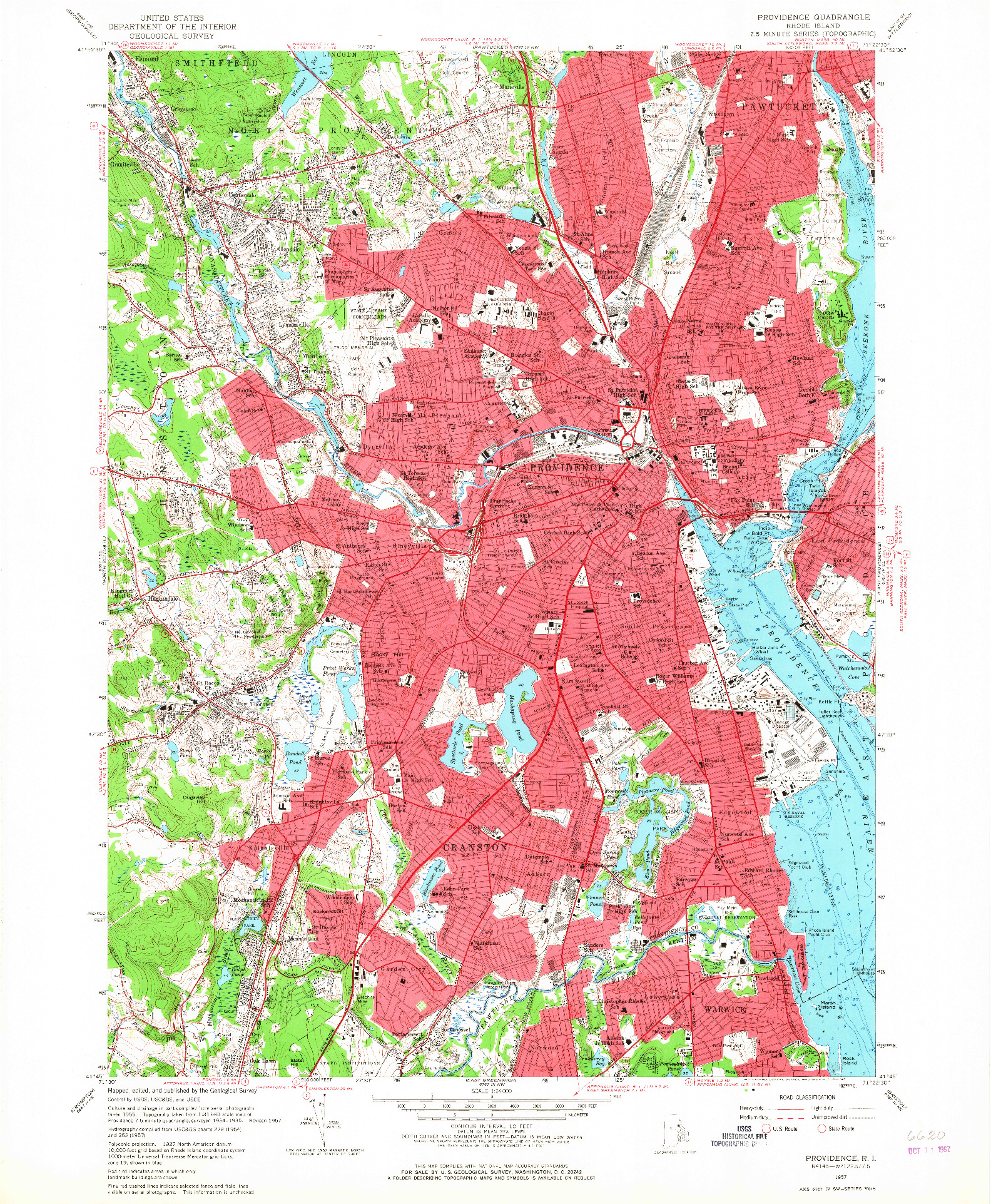 USGS 1:24000-SCALE QUADRANGLE FOR PROVIDENCE, RI 1957