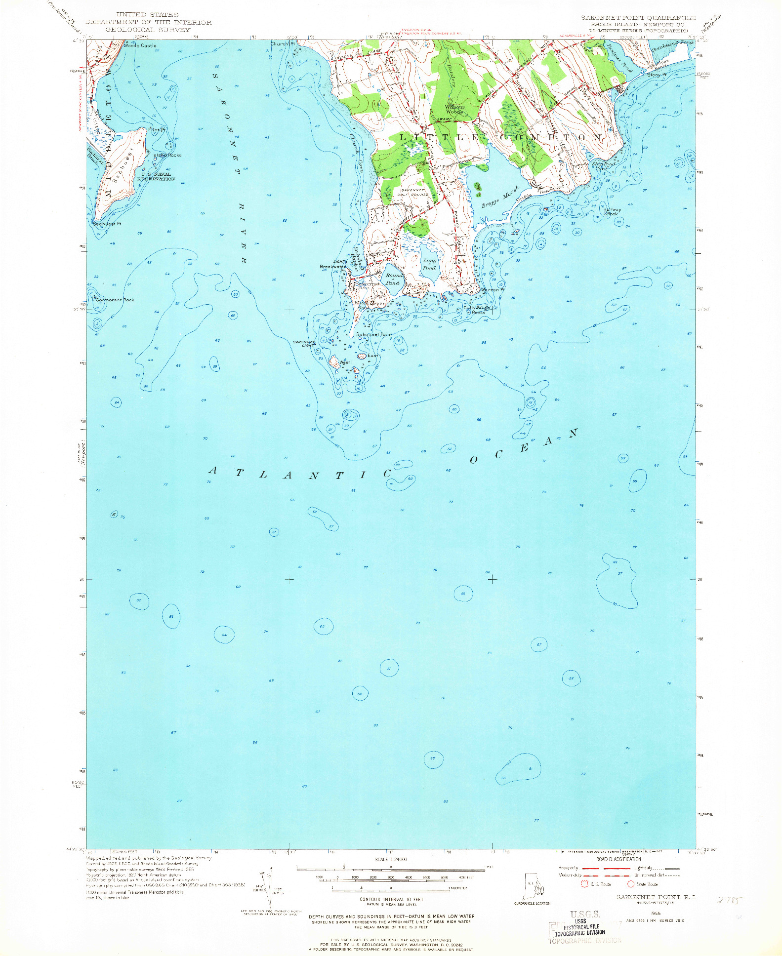 USGS 1:24000-SCALE QUADRANGLE FOR SAKONNET POINT, RI 1955