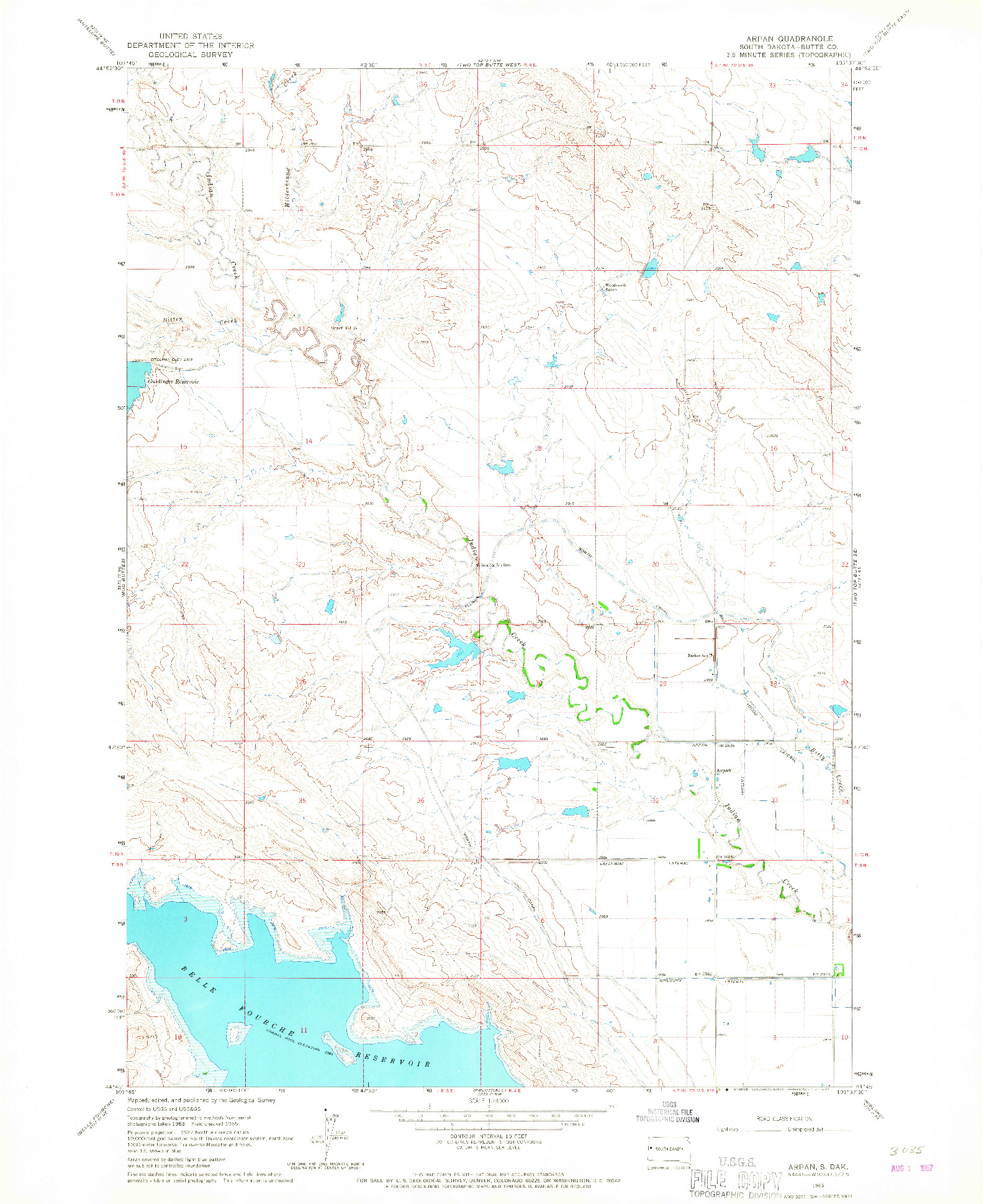 USGS 1:24000-SCALE QUADRANGLE FOR ARPAN, SD 1965