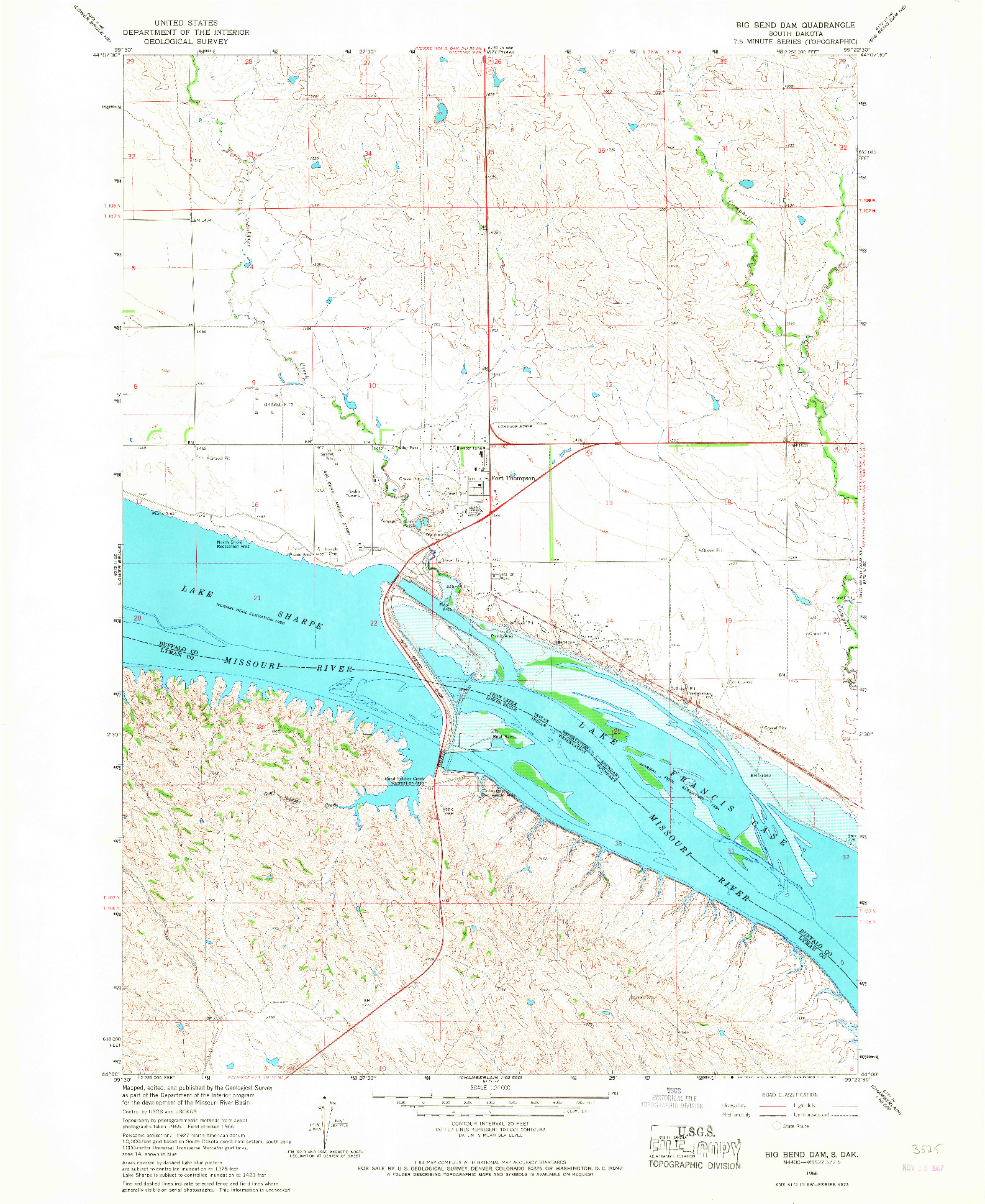 USGS 1:24000-SCALE QUADRANGLE FOR BIG BEND DAM, SD 1966