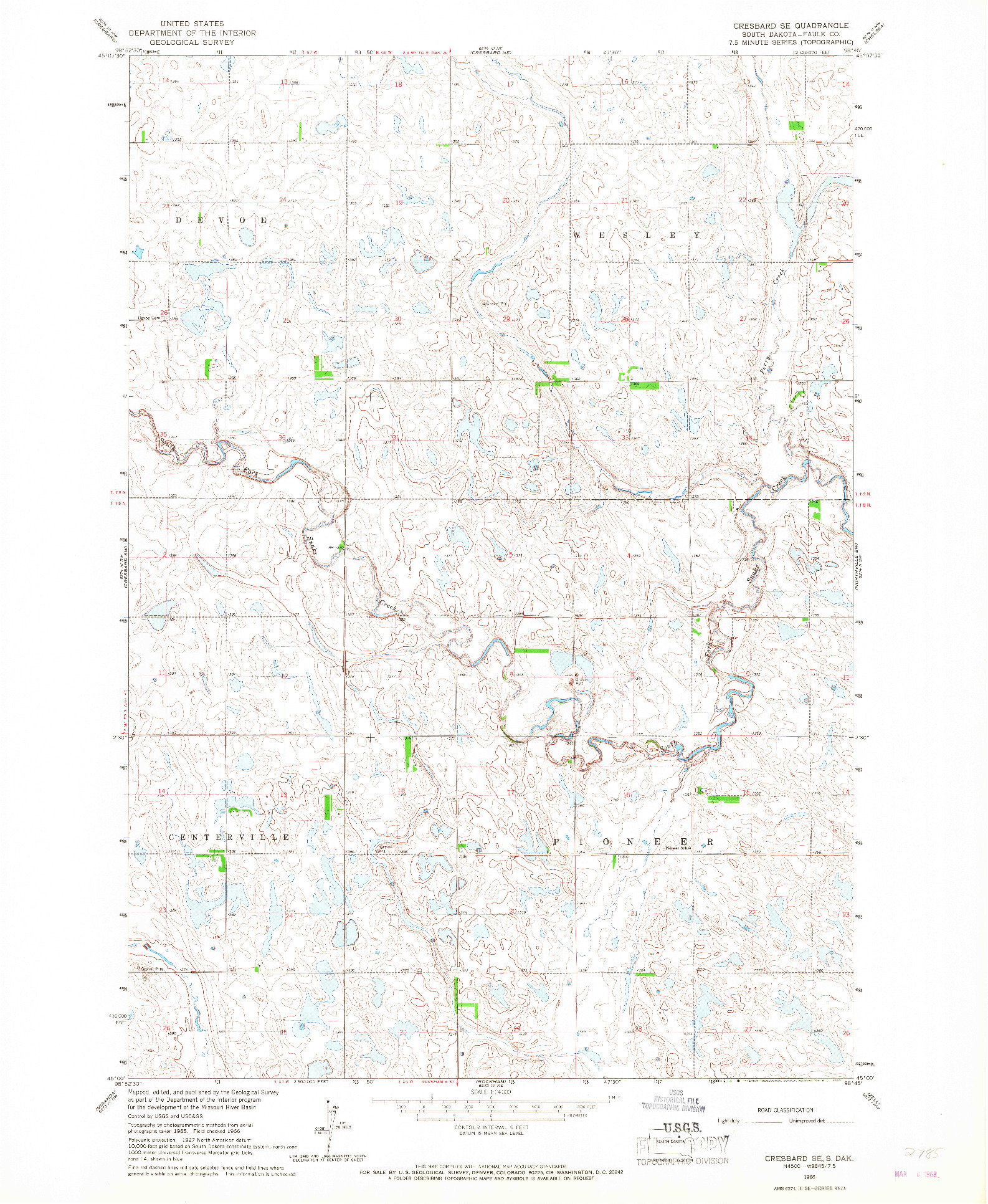 USGS 1:24000-SCALE QUADRANGLE FOR CRESBARD SE, SD 1966