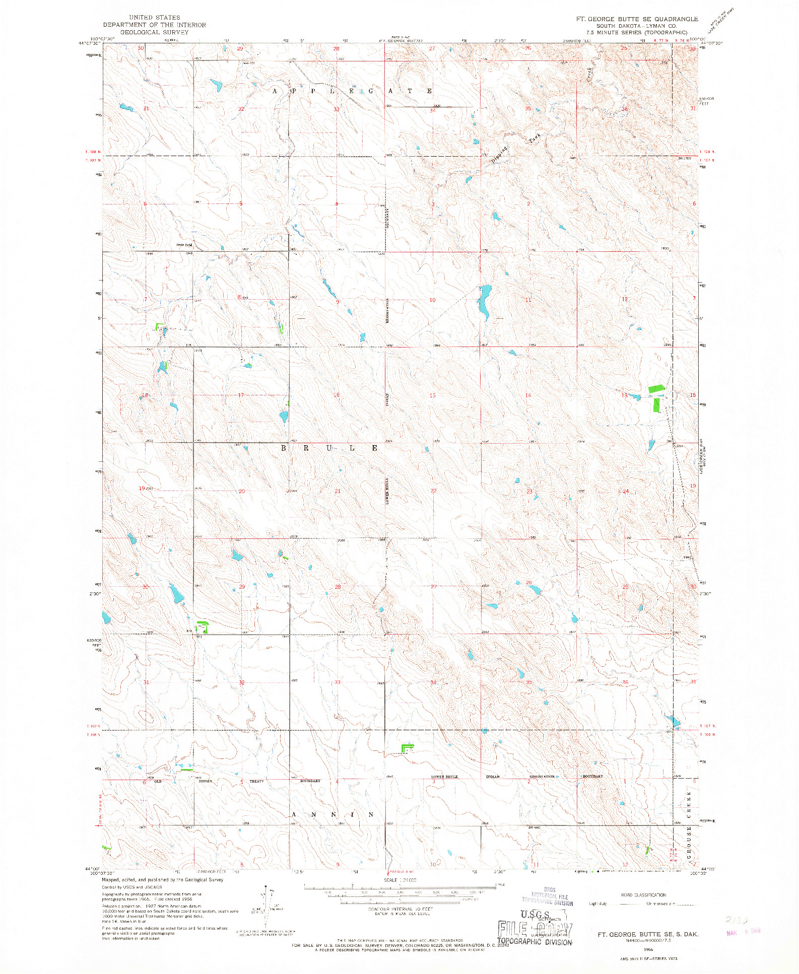USGS 1:24000-SCALE QUADRANGLE FOR FT. GEORGE BUTTE SE, SD 1966
