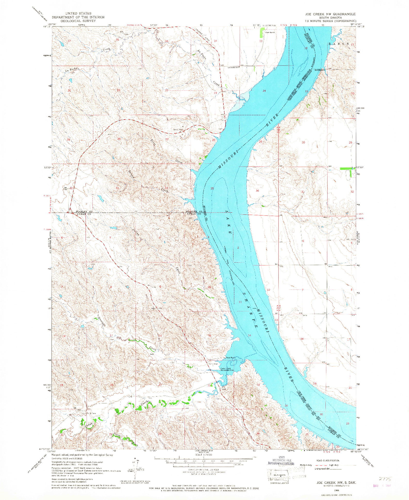 USGS 1:24000-SCALE QUADRANGLE FOR JOE CREEK NW, SD 1966