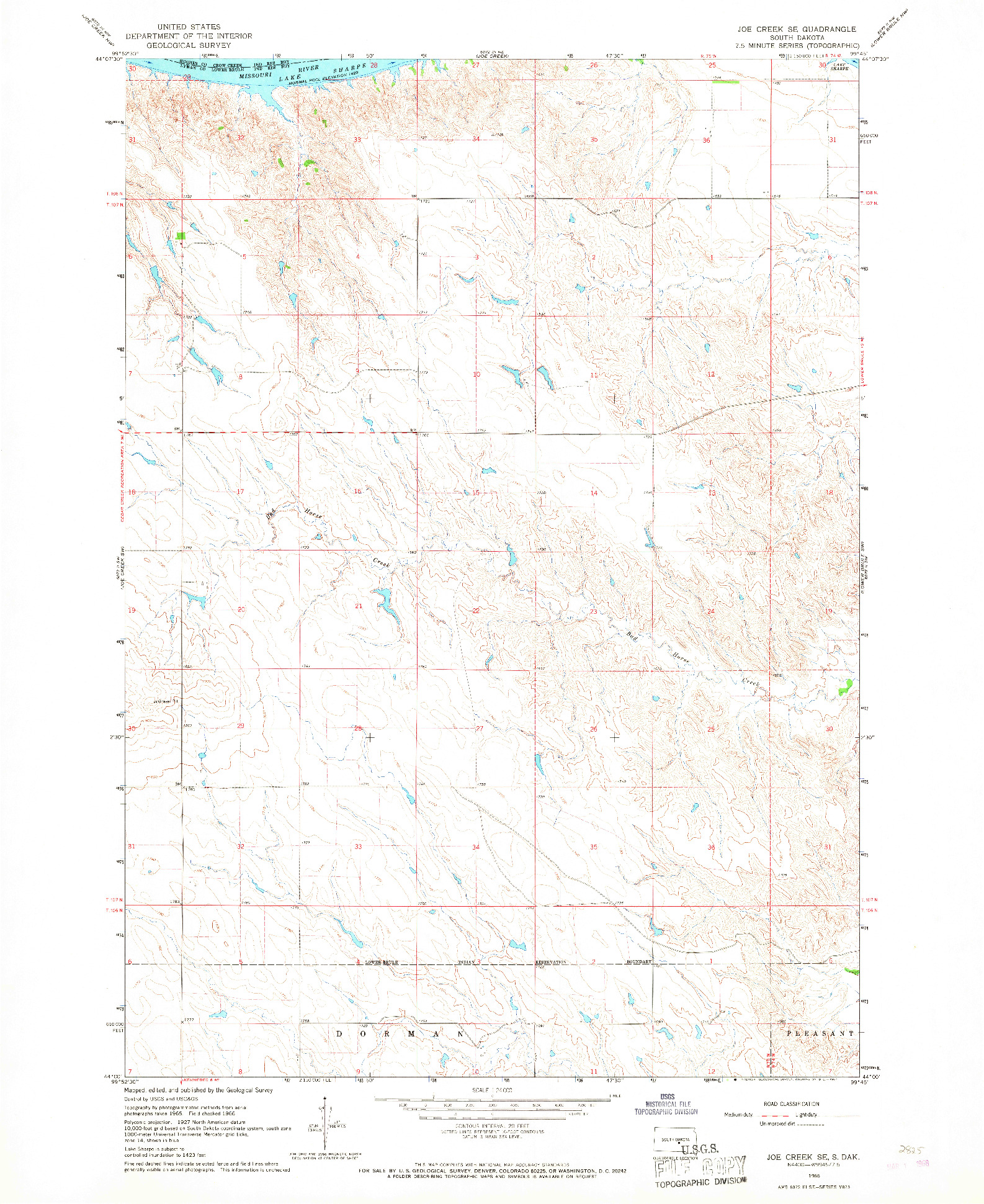 USGS 1:24000-SCALE QUADRANGLE FOR JOE CREEK SE, SD 1966