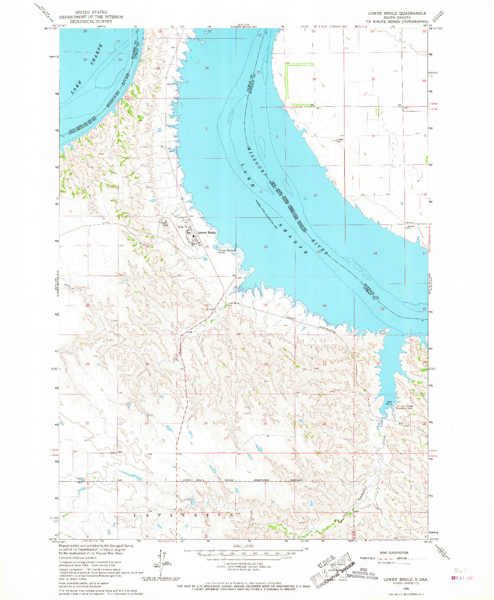 USGS 1:24000-SCALE QUADRANGLE FOR LOWER BRULE, SD 1966