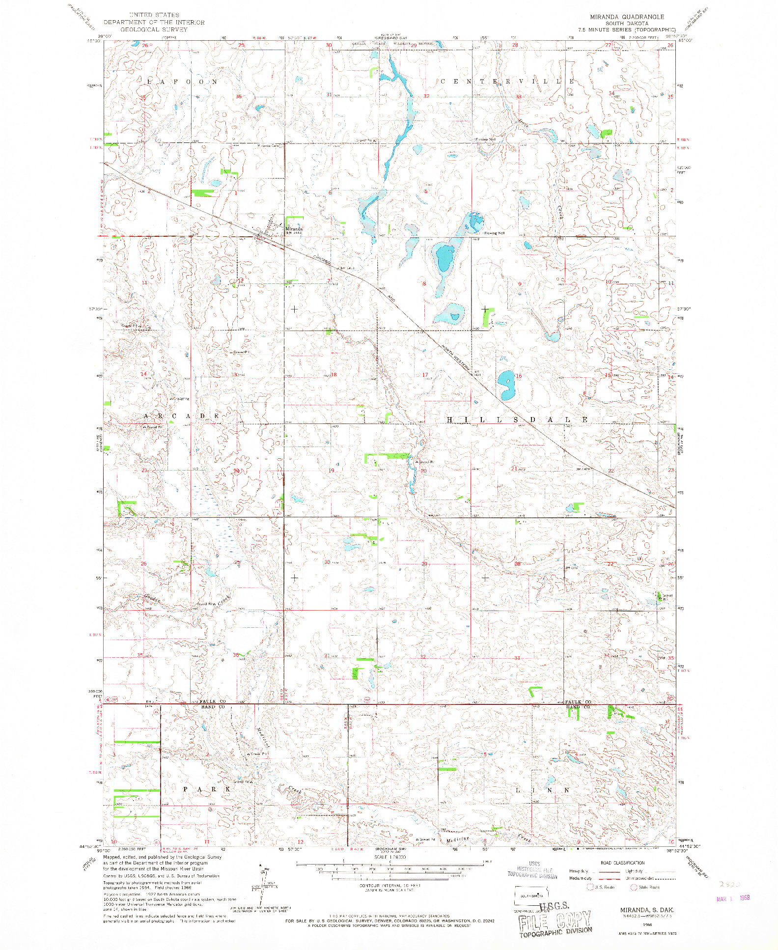 USGS 1:24000-SCALE QUADRANGLE FOR MIRANDA, SD 1966