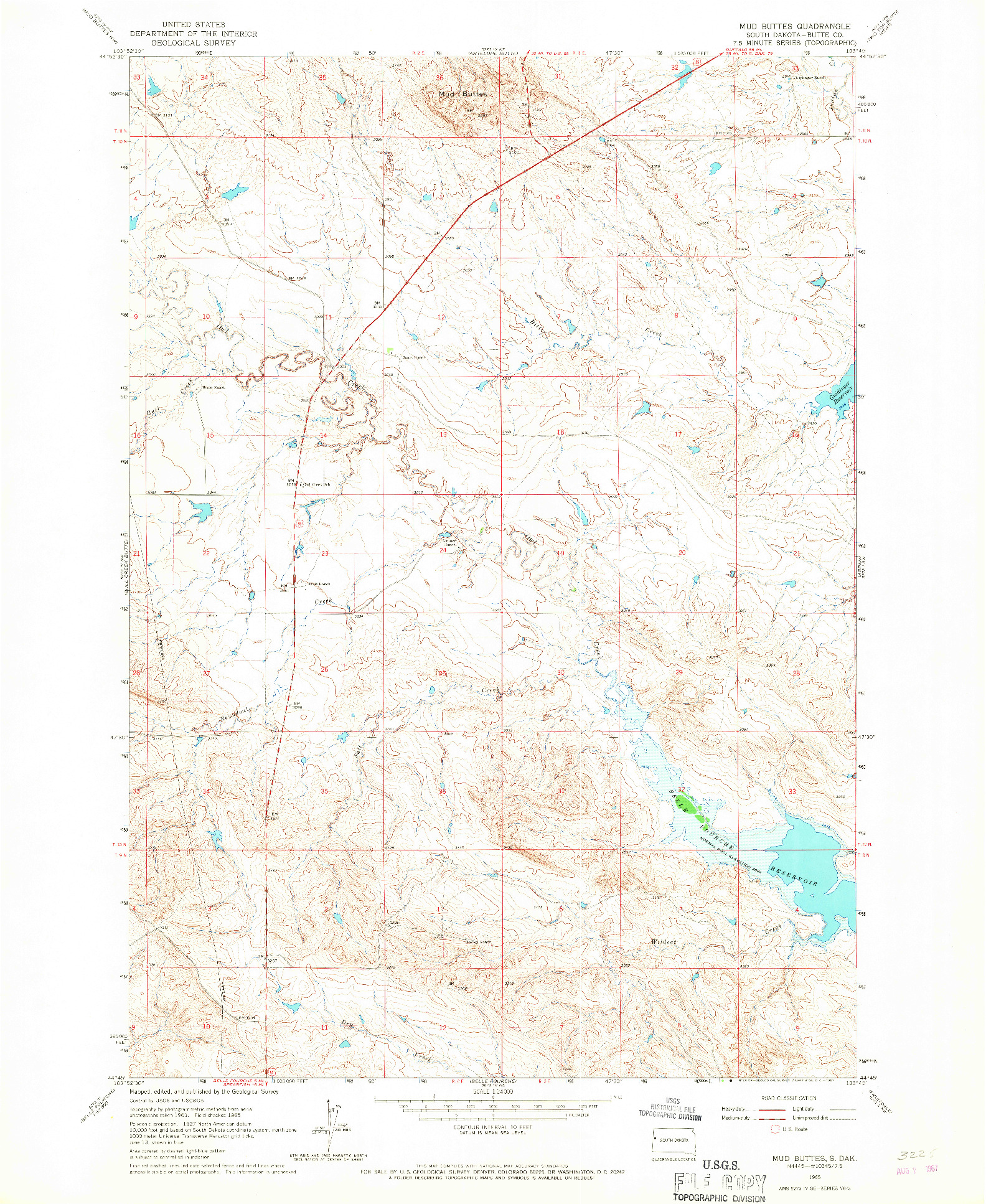 USGS 1:24000-SCALE QUADRANGLE FOR MUD BUTTES, SD 1965