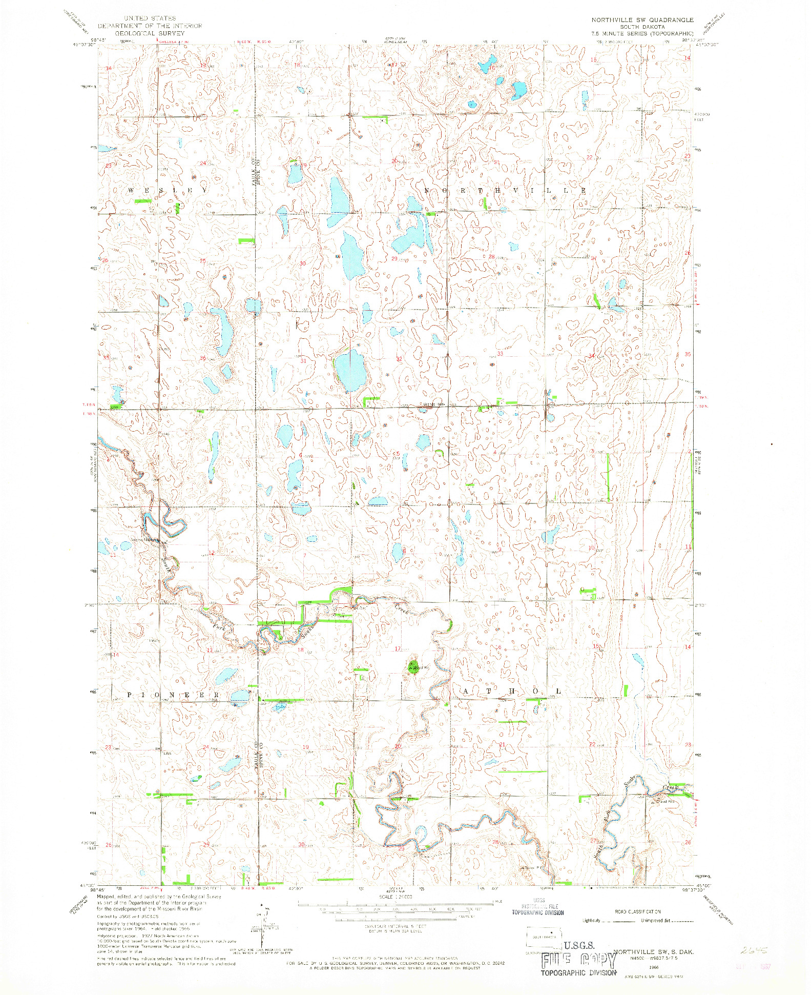 USGS 1:24000-SCALE QUADRANGLE FOR NORTHVILLE SW, SD 1966