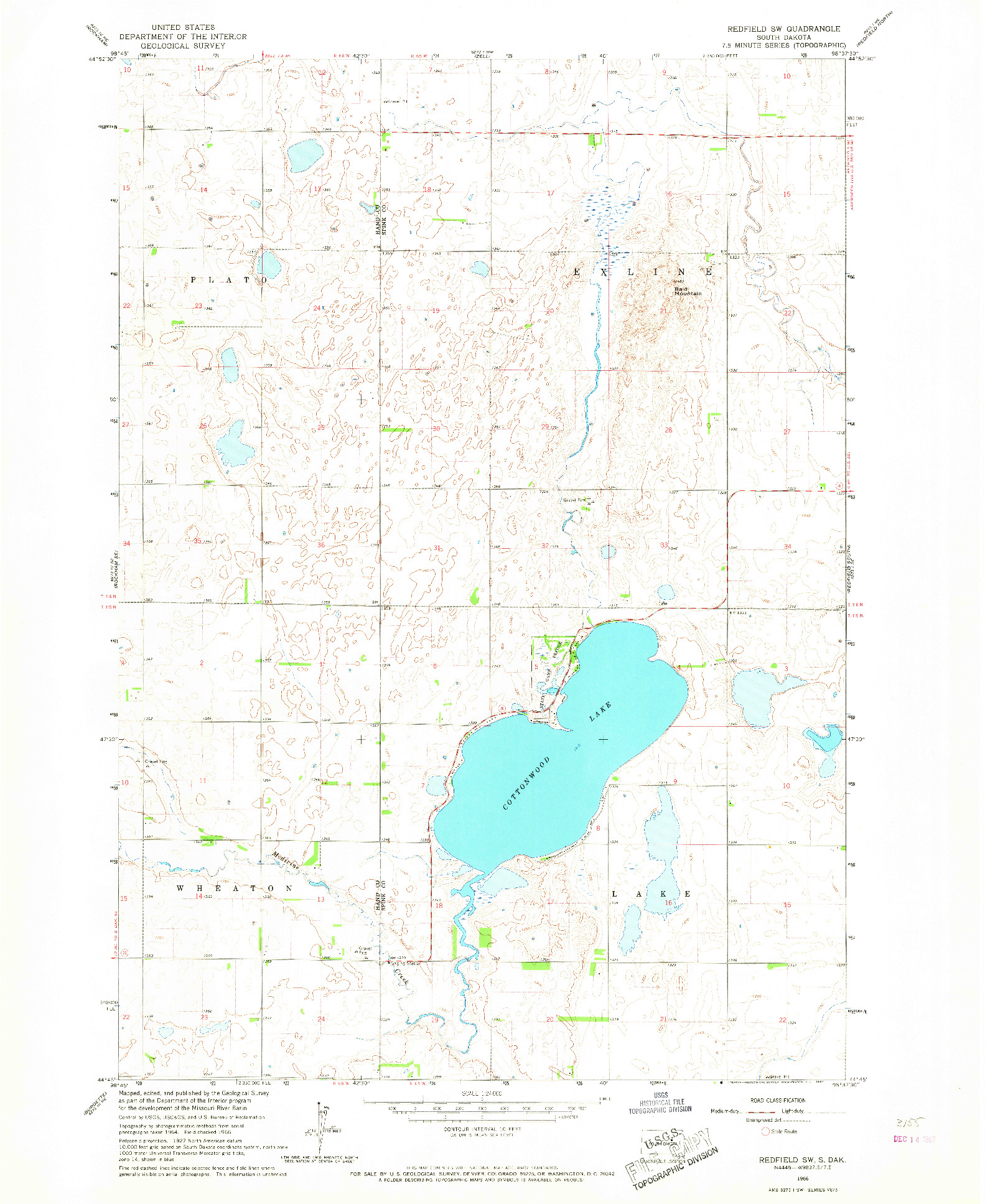 USGS 1:24000-SCALE QUADRANGLE FOR REDFIELD SW, SD 1966