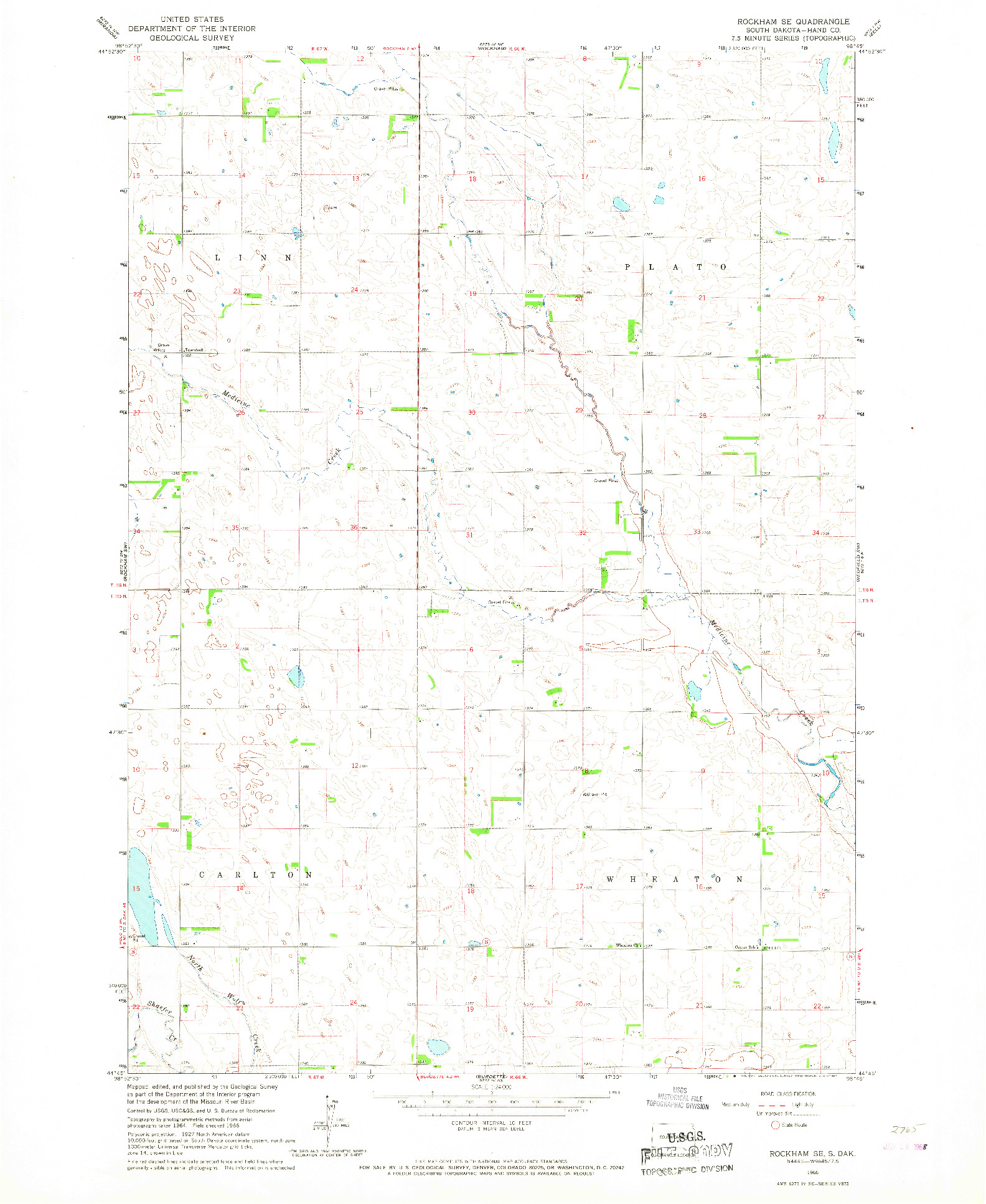 USGS 1:24000-SCALE QUADRANGLE FOR ROCKHAM SE, SD 1966