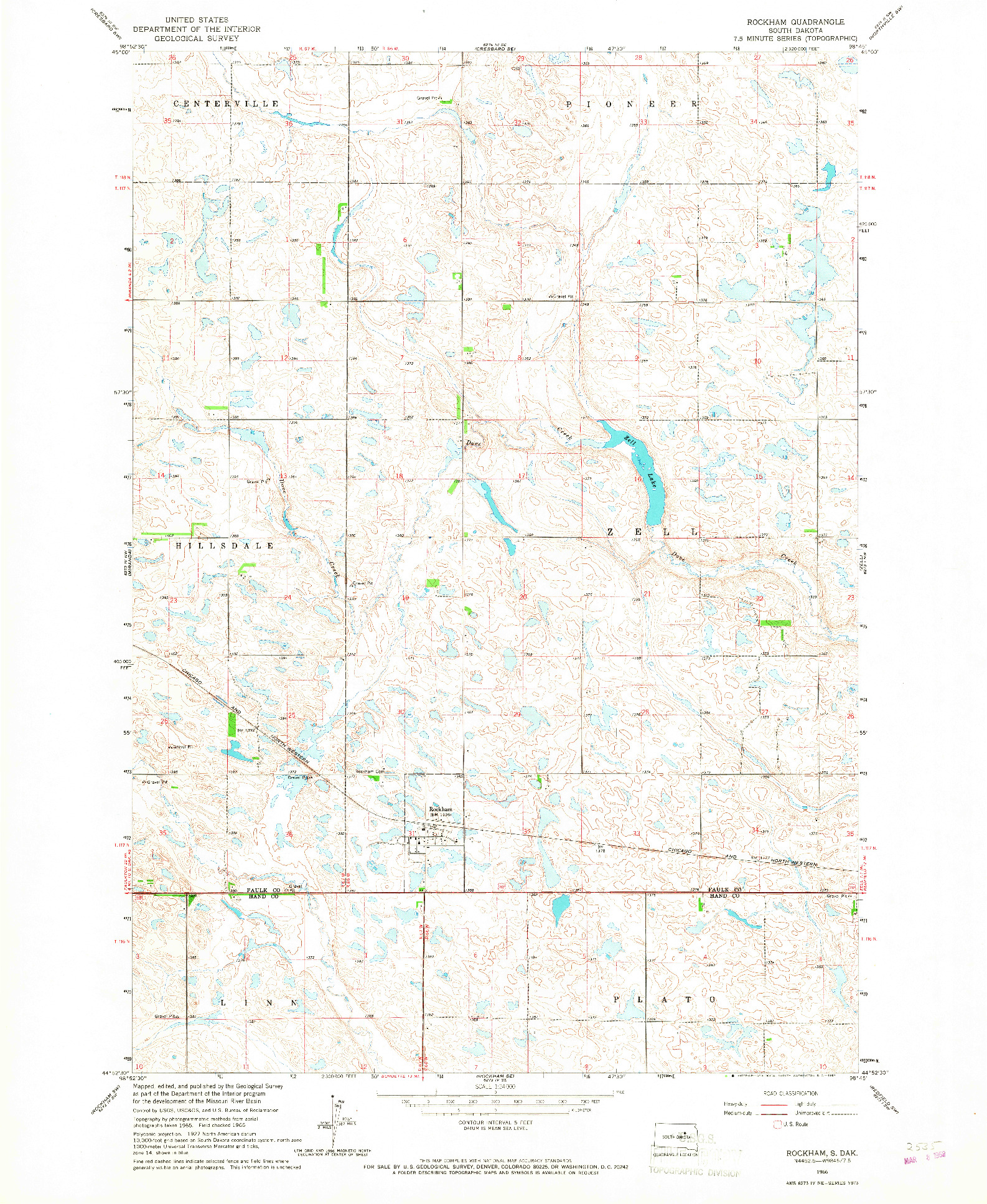 USGS 1:24000-SCALE QUADRANGLE FOR ROCKHAM, SD 1966