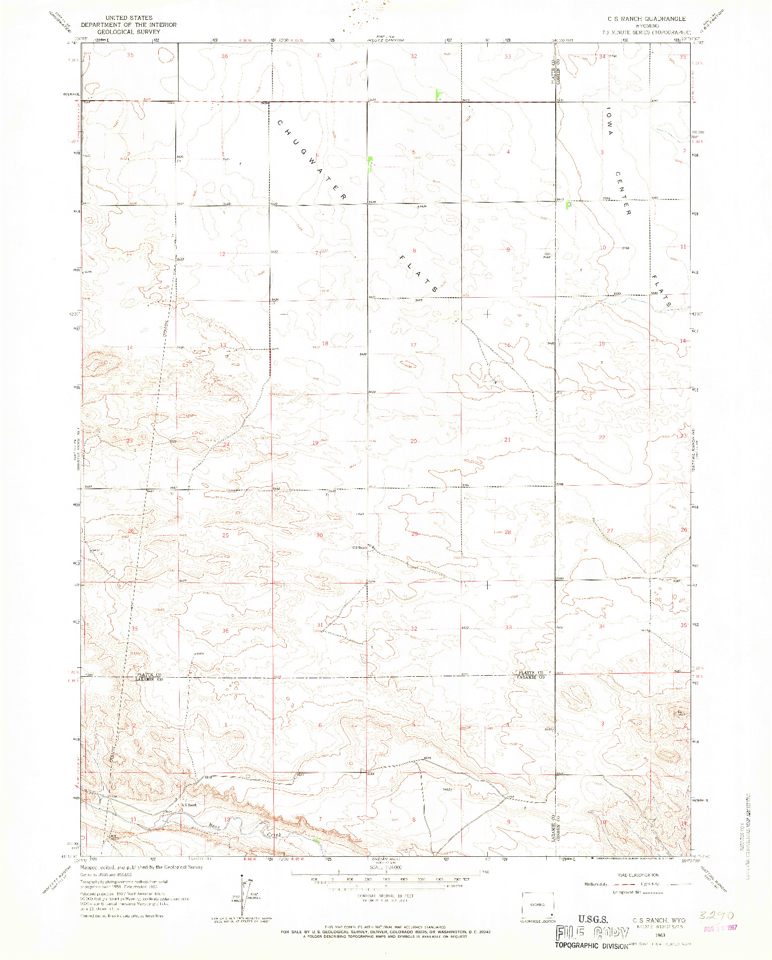 USGS 1:24000-SCALE QUADRANGLE FOR C S RANCH, WY 1963