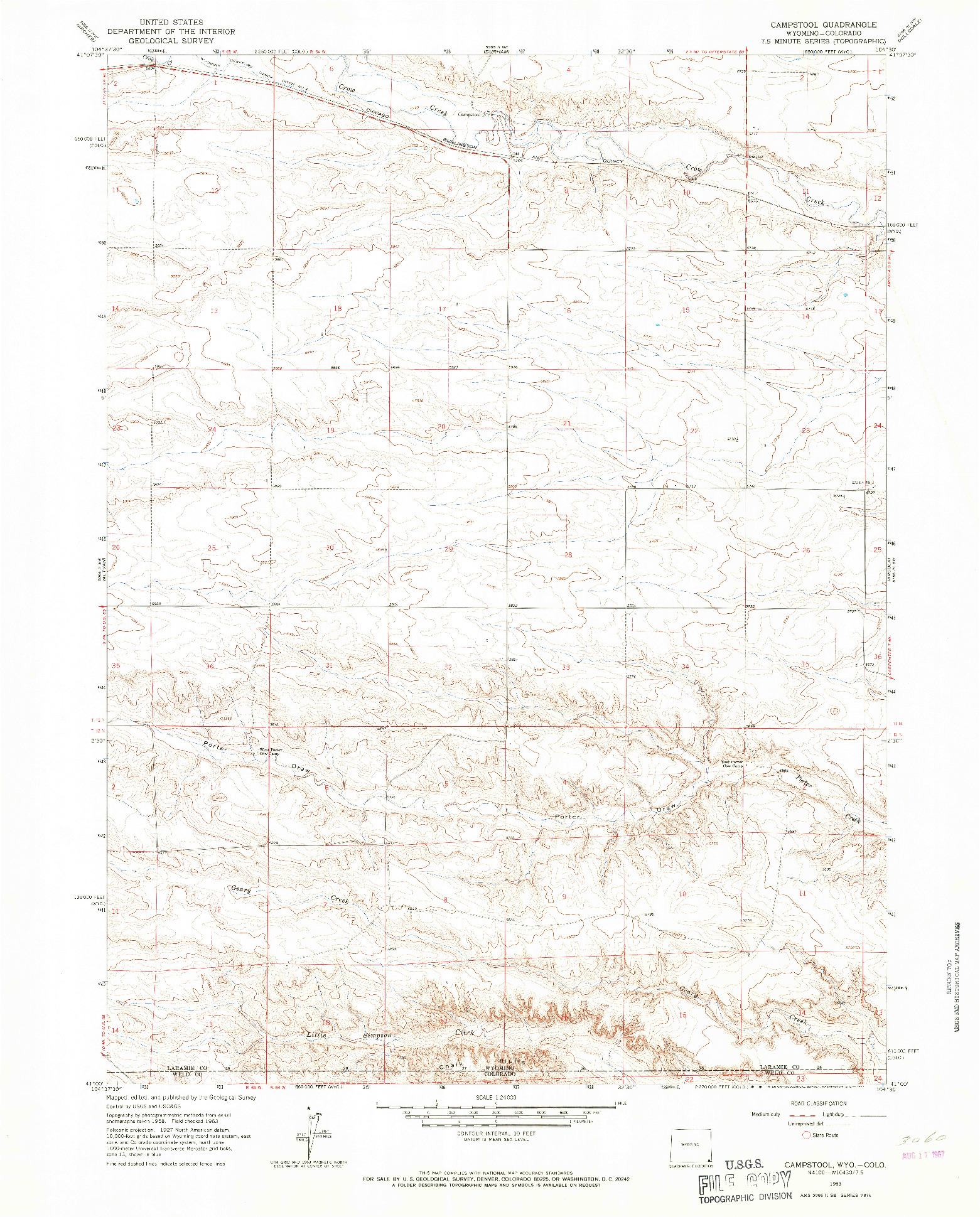 USGS 1:24000-SCALE QUADRANGLE FOR CAMPSTOOL, WY 1963