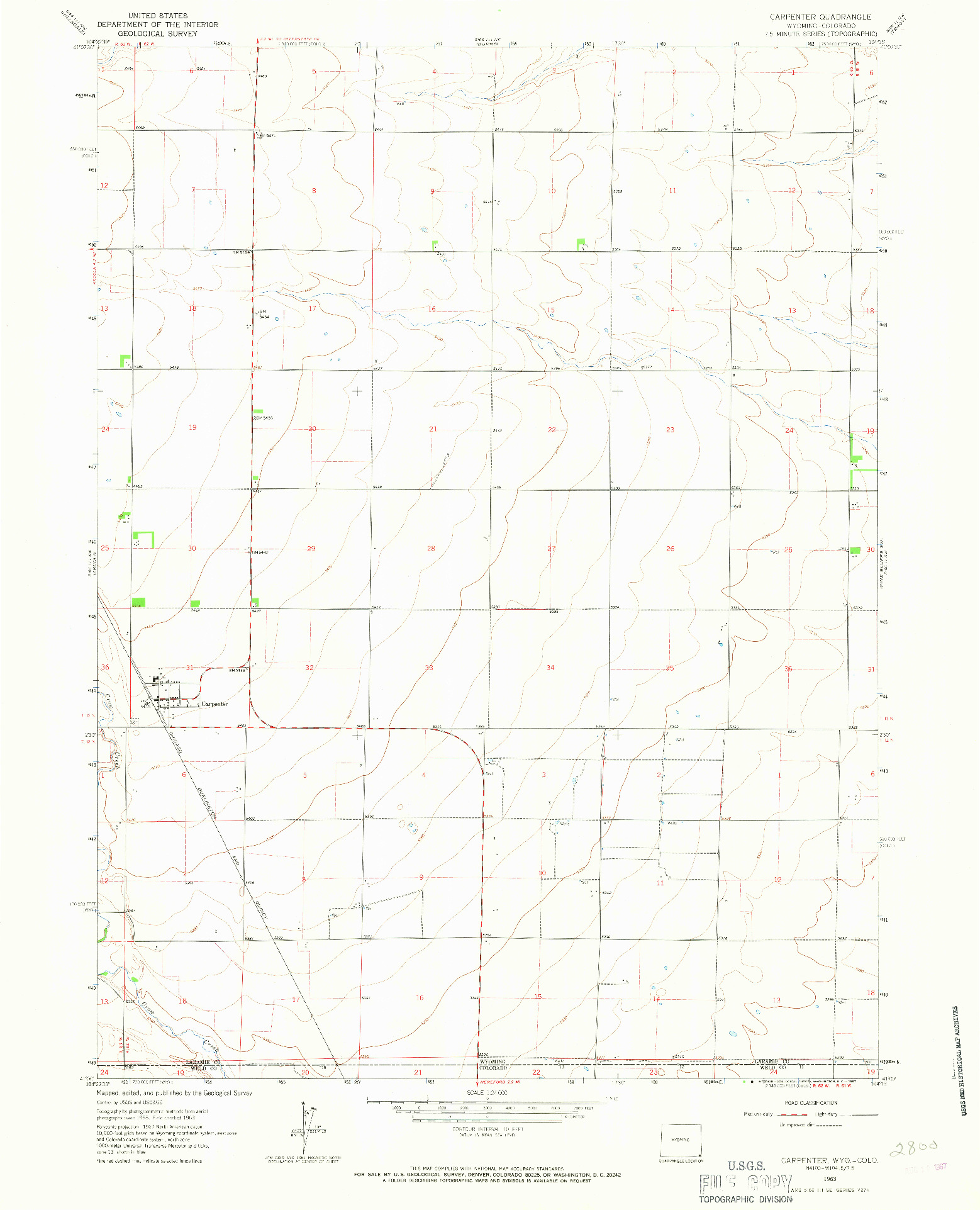 USGS 1:24000-SCALE QUADRANGLE FOR CARPENTER, WY 1963