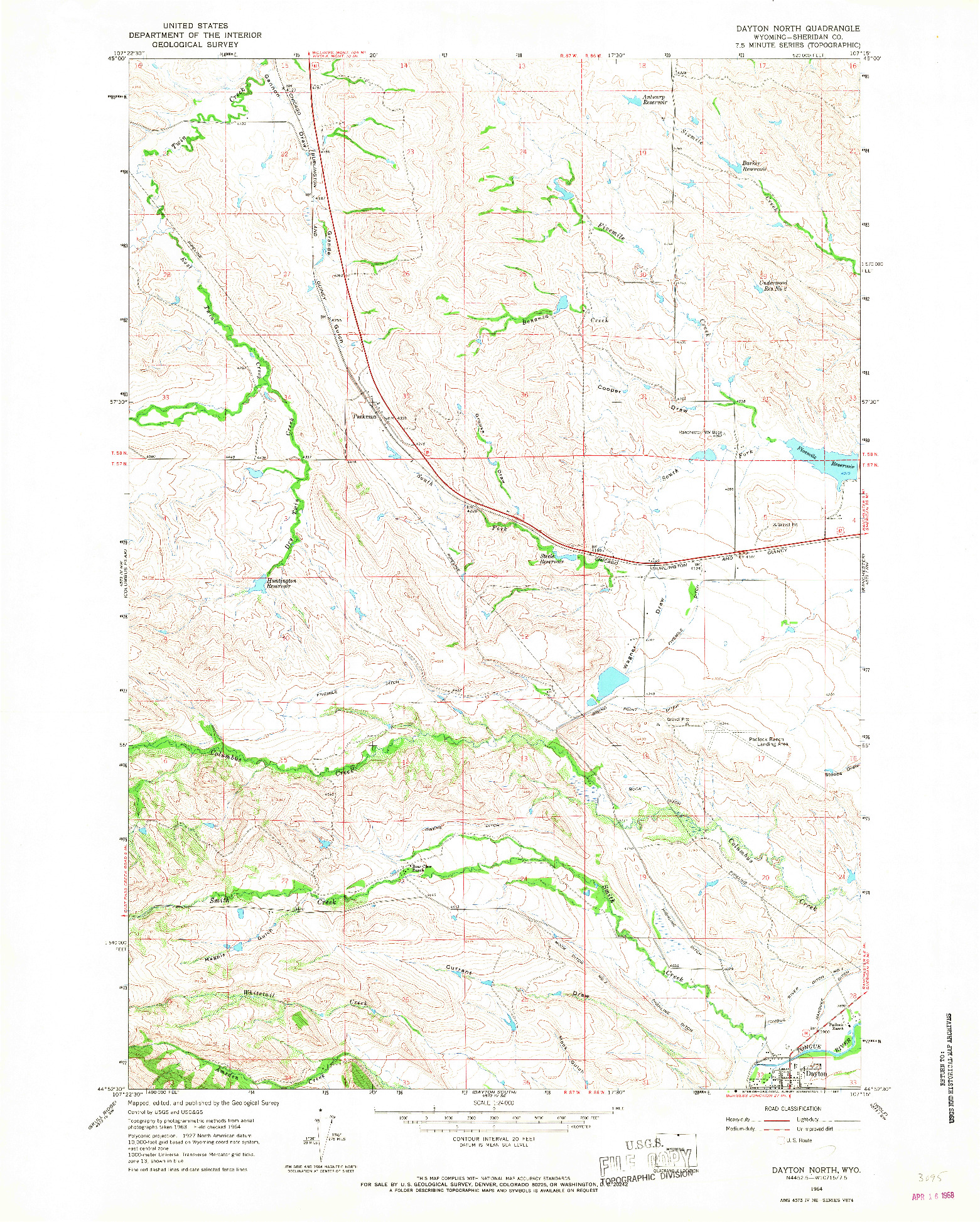 USGS 1:24000-SCALE QUADRANGLE FOR DAYTON NORTH, WY 1964