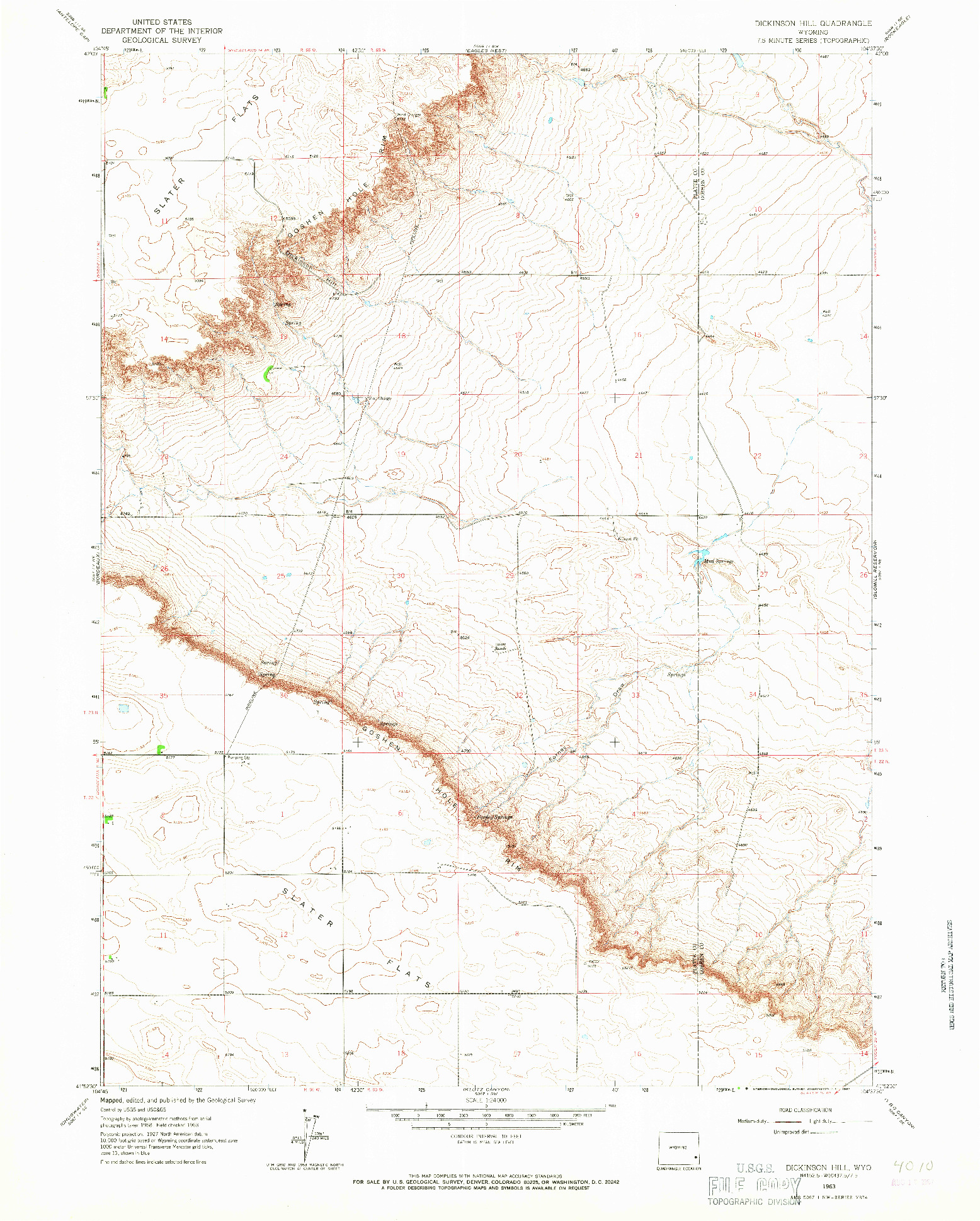 USGS 1:24000-SCALE QUADRANGLE FOR DICKINSON HILL, WY 1963