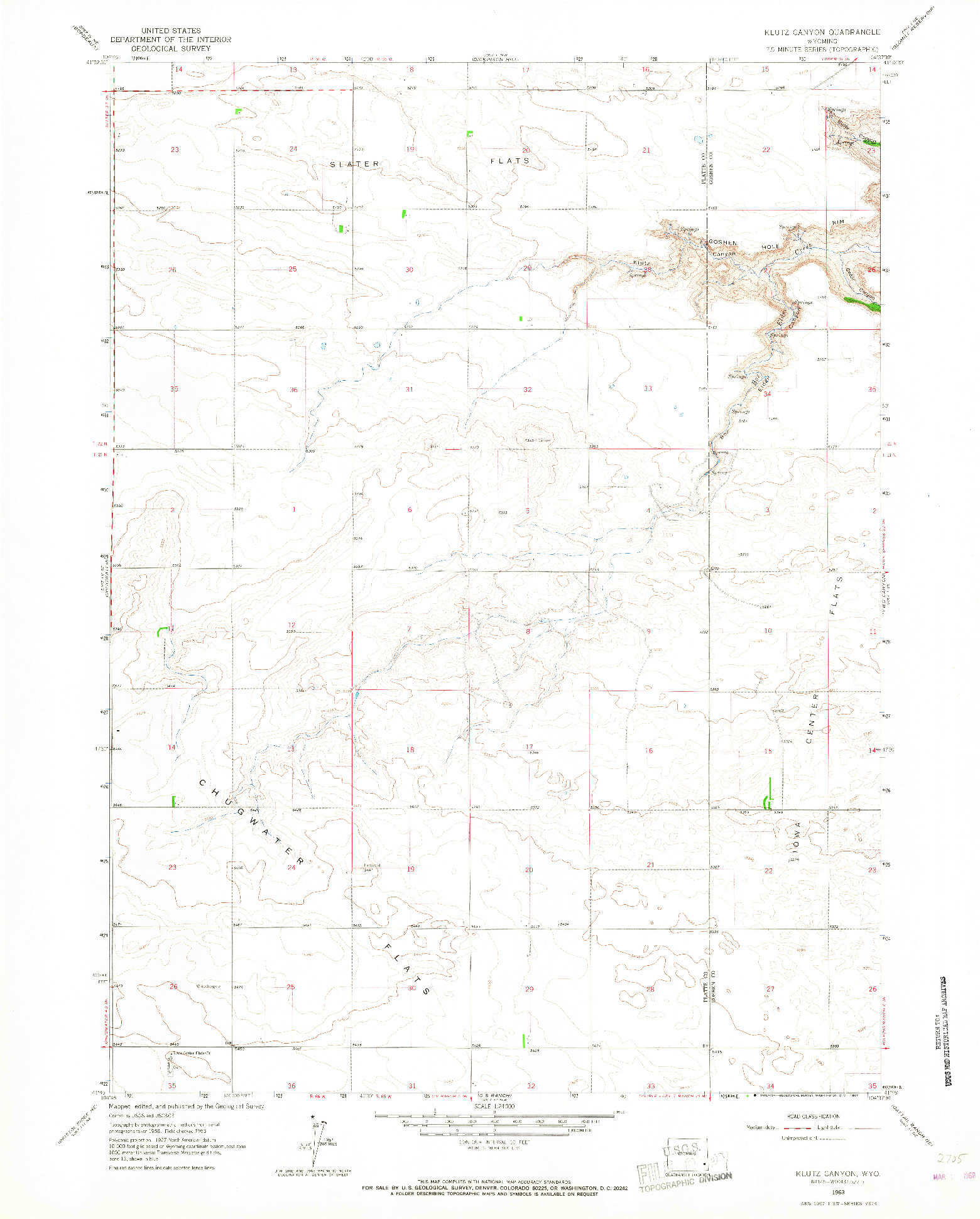 USGS 1:24000-SCALE QUADRANGLE FOR KLUTZ CANYON, WY 1963