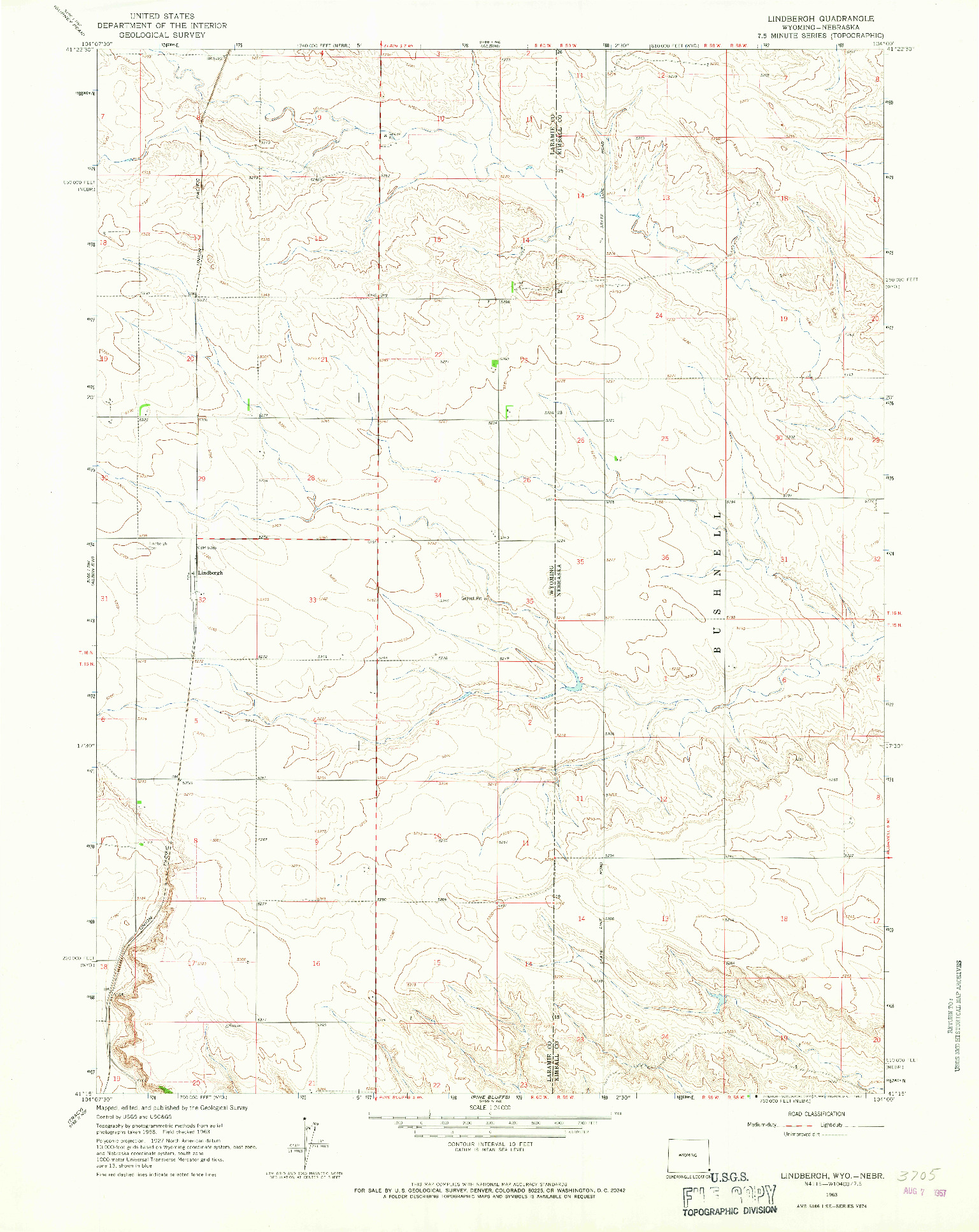 USGS 1:24000-SCALE QUADRANGLE FOR LINDBERGH, WY 1963