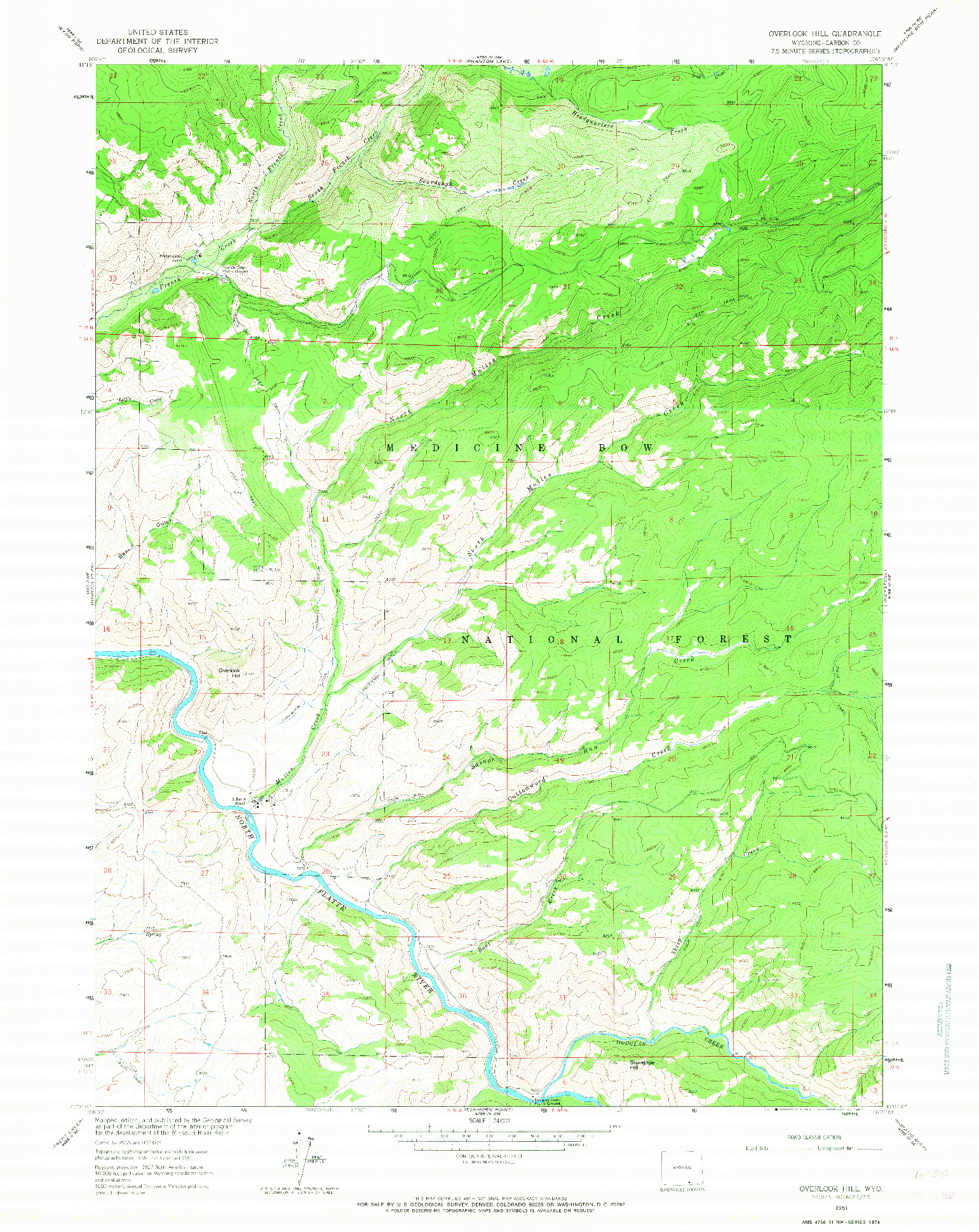 USGS 1:24000-SCALE QUADRANGLE FOR OVERLOOK HILL, WY 1961