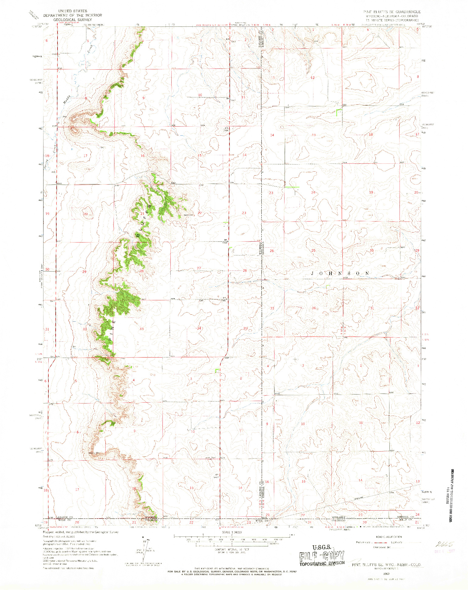 USGS 1:24000-SCALE QUADRANGLE FOR PINE BLUFFS SE, WY 1963