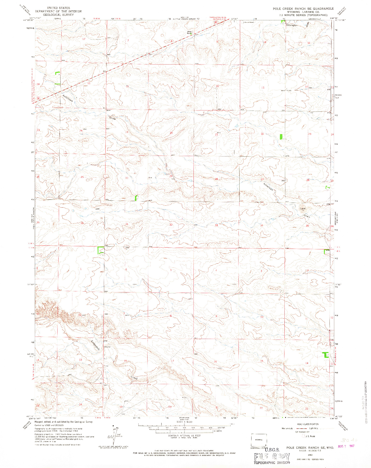 USGS 1:24000-SCALE QUADRANGLE FOR POLE CREEK RANCH SE, WY 1963