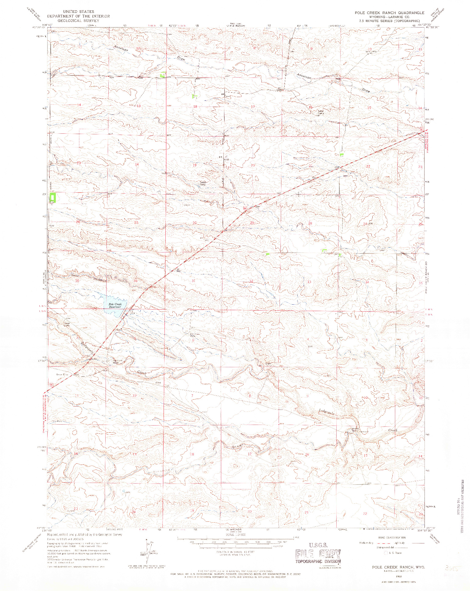 USGS 1:24000-SCALE QUADRANGLE FOR POLE CREEK RANCH, WY 1963