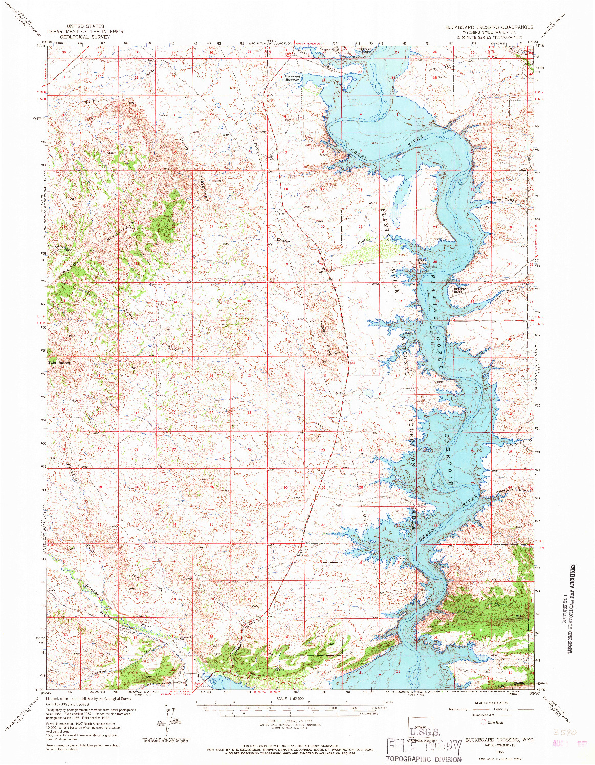 USGS 1:62500-SCALE QUADRANGLE FOR BUCKBOARD CROSSING, WY 1966